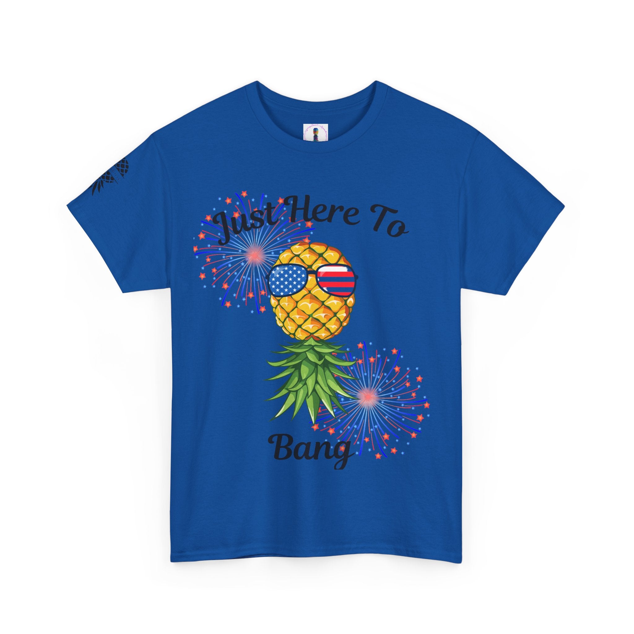 Just Here To Bang Pineapple Tee - Unisex Heavy Cotton T-Shirt for Summer Celebrations
