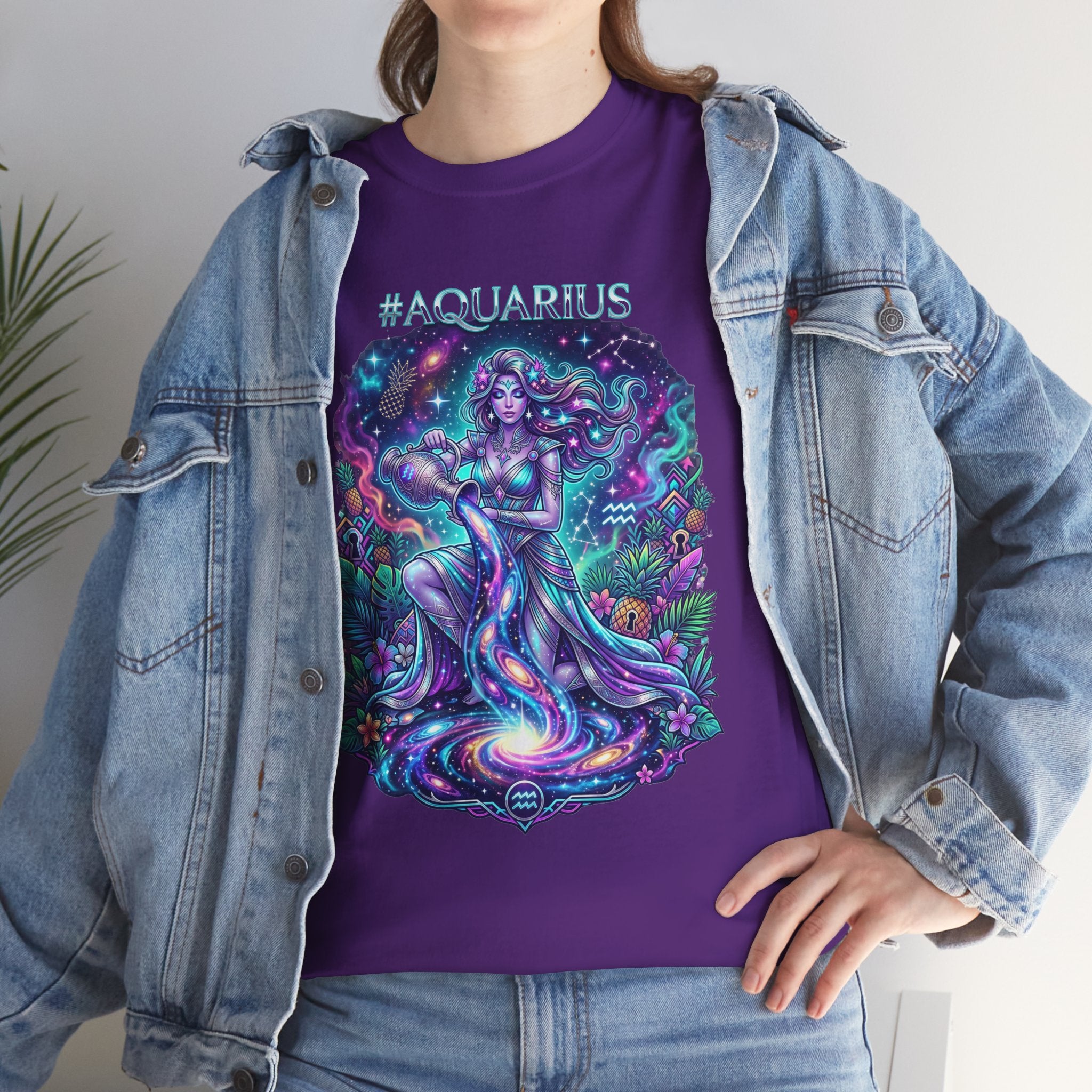 #AQUARIUS Unisex T-Shirt | Soft Lightweight 100% Combed Ring-Spun Cotton Tee with Cosmic Art Print