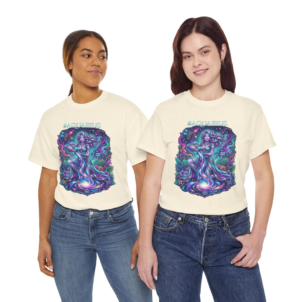 #AQUARIUS Unisex T-Shirt | Soft Lightweight 100% Combed Ring-Spun Cotton Tee with Cosmic Art Print