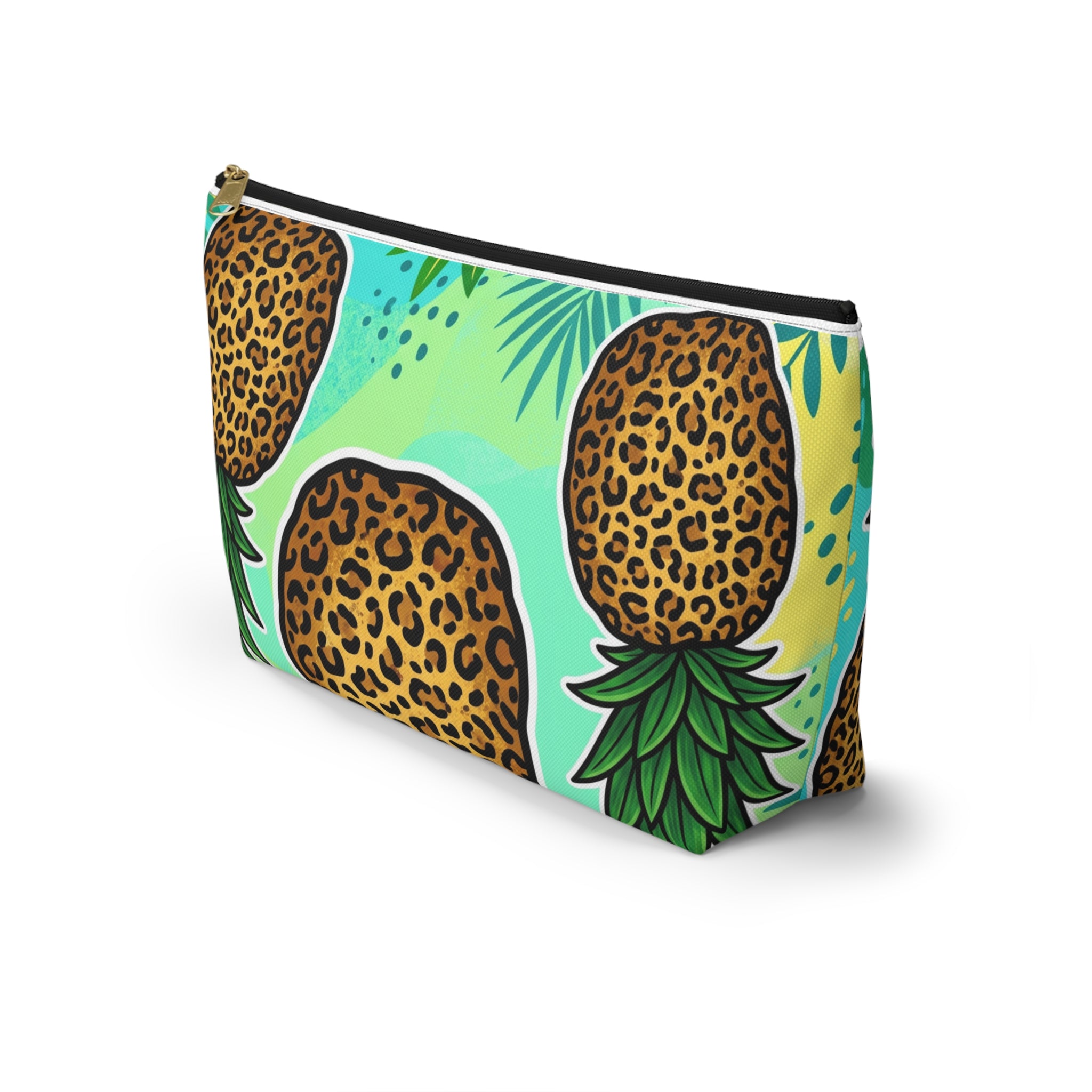 Upside-Down Pineapple Leopard Print Accessory Pouch | T-Bottom Makeup & Travel Organizer Bag