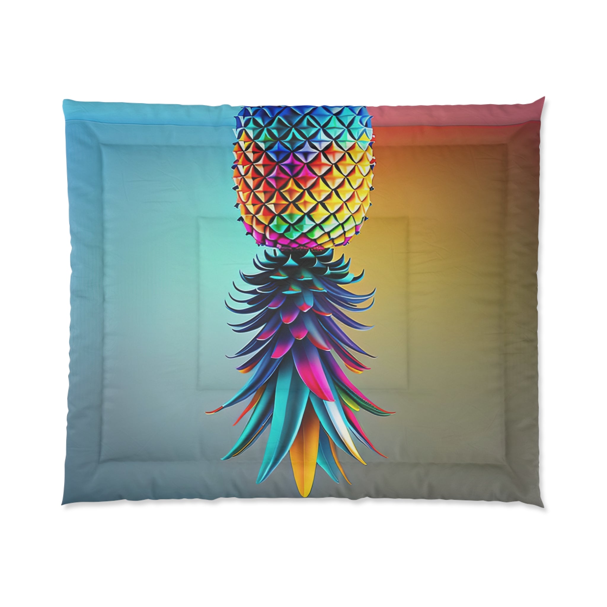 Vibrant Pineapple Comforter - Colorful Tropical Bedding for Summer Vibes
