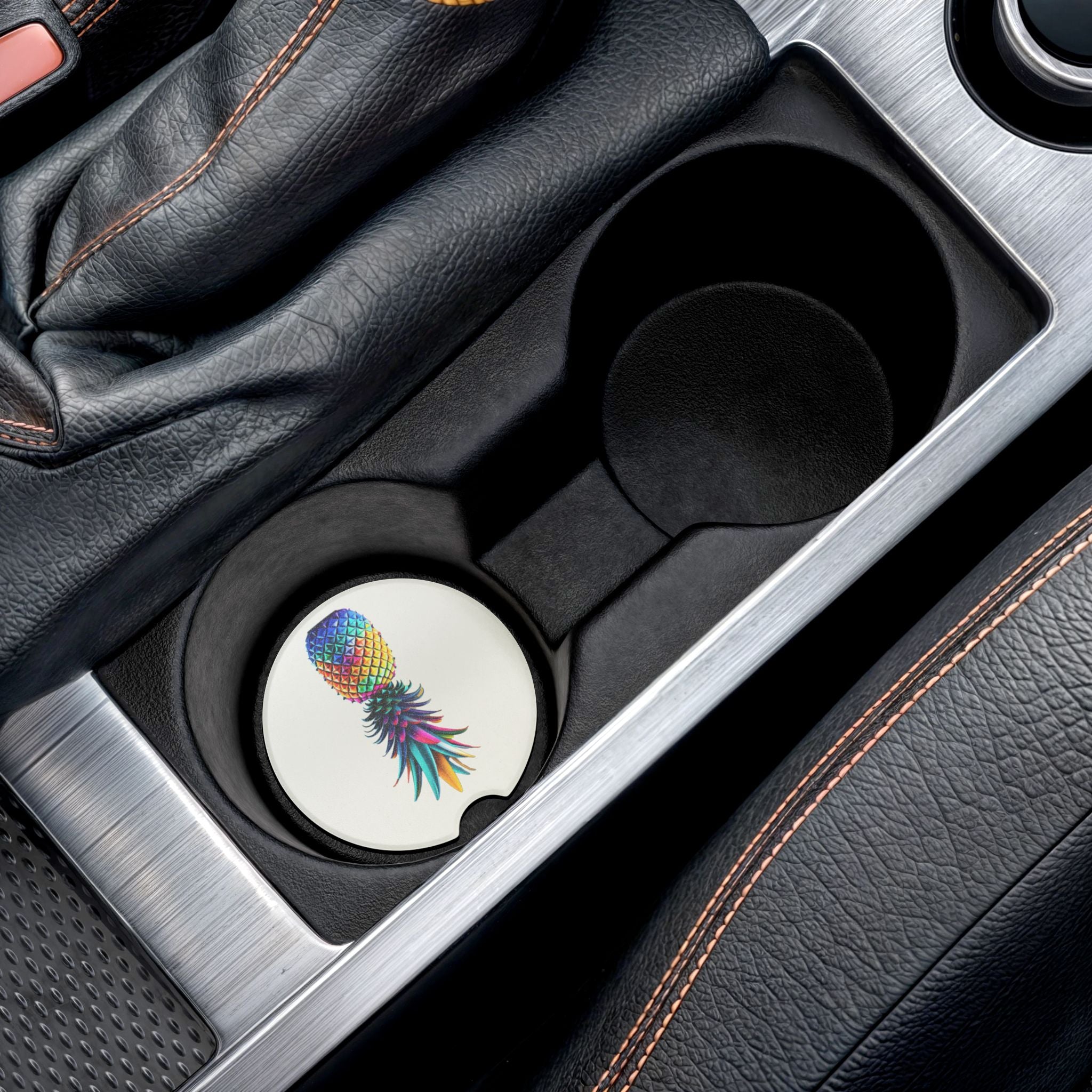 Colorful Pineapple Soapstone Car Coaster | Unique Automotive Accessory