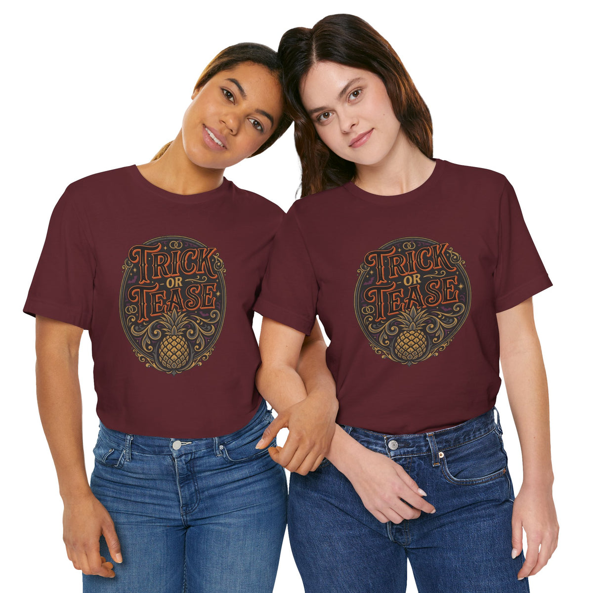 Trick or Tease Vintage Pumpkin Graphic Tee | Halloween Cotton T-Shirt