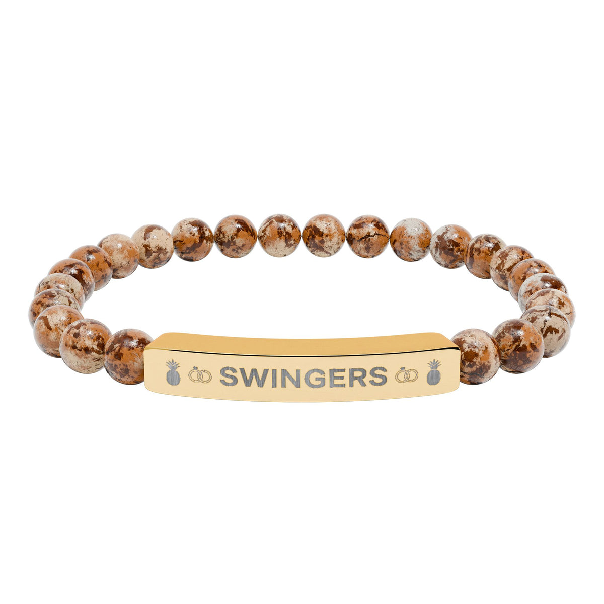 Swingers Engraved Natural Stone Stretch Bracelet | Hypoallergenic 316L Steel Jewelry