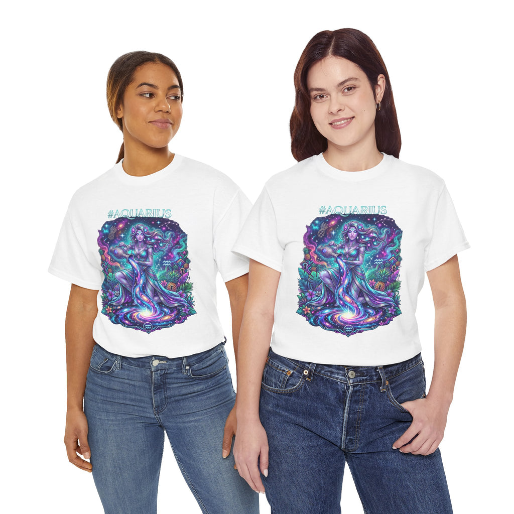 #AQUARIUS Unisex T-Shirt | Soft Lightweight 100% Combed Ring-Spun Cotton Tee with Cosmic Art Print