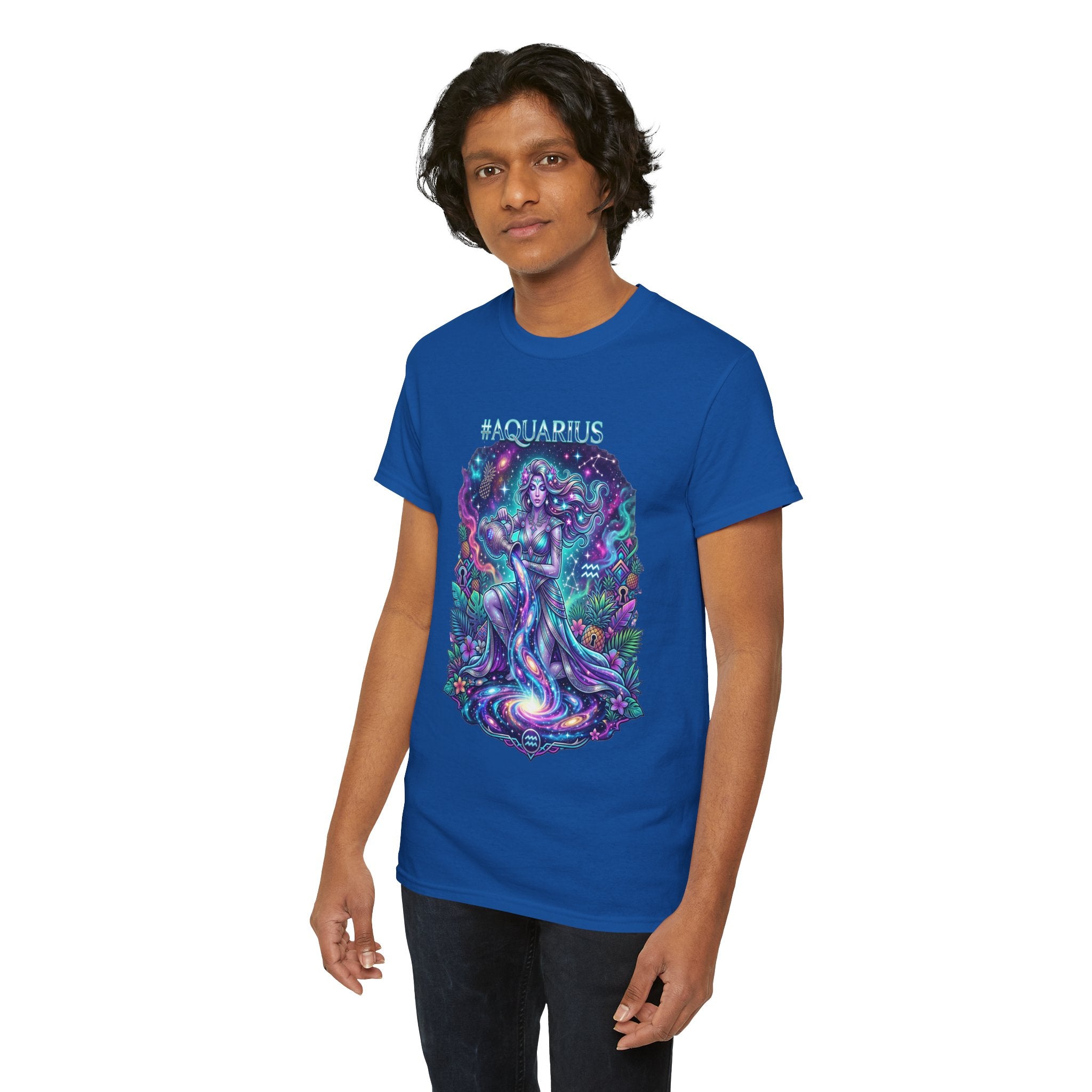 #AQUARIUS Unisex T-Shirt | Soft Lightweight 100% Combed Ring-Spun Cotton Tee with Cosmic Art Print