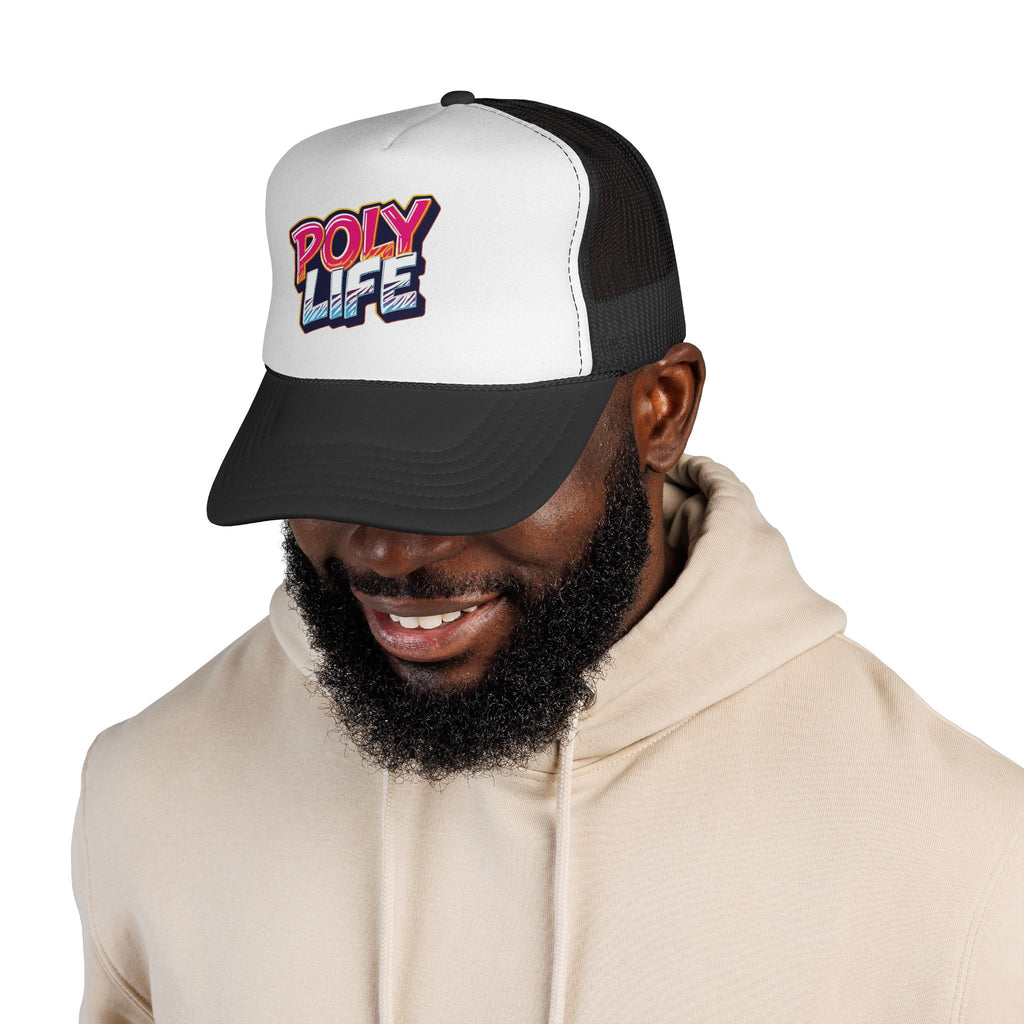 Poly Life Trucker Cap — Retro Surf Logo Mesh Hat