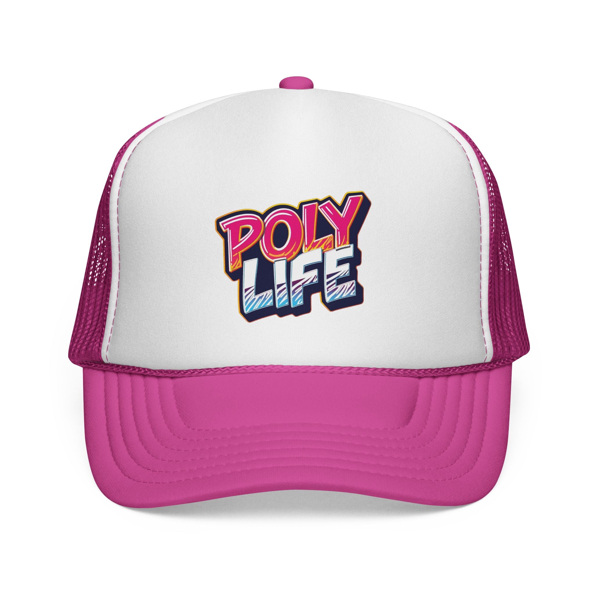 Poly Life Trucker Cap — Retro Surf Logo Mesh Hat