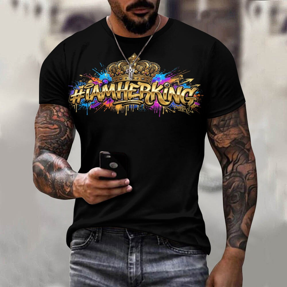 #IAMHERKING Men’s Cotton T-Shirt – Soft Breathable Graphic Tee for Everyday Style, Casual Summer Shirt for Men