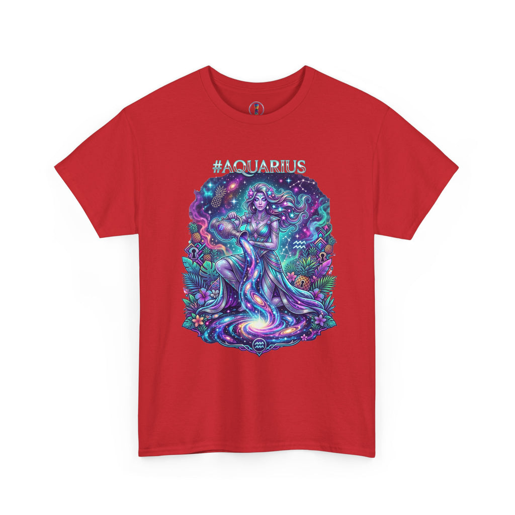 #AQUARIUS Unisex T-Shirt | Soft Lightweight 100% Combed Ring-Spun Cotton Tee with Cosmic Art Print