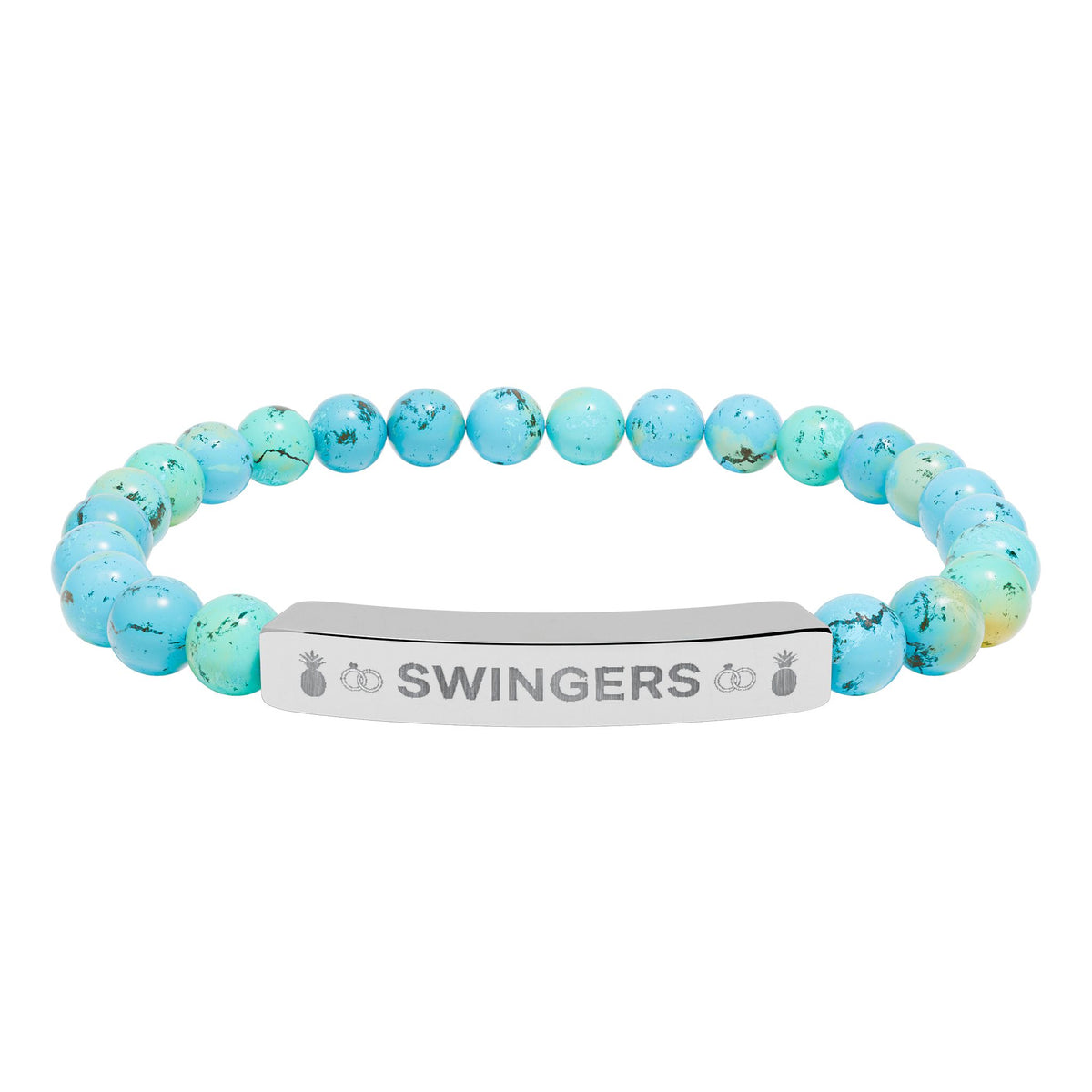 Swingers Engraved Natural Stone Stretch Bracelet | Hypoallergenic 316L Steel Jewelry