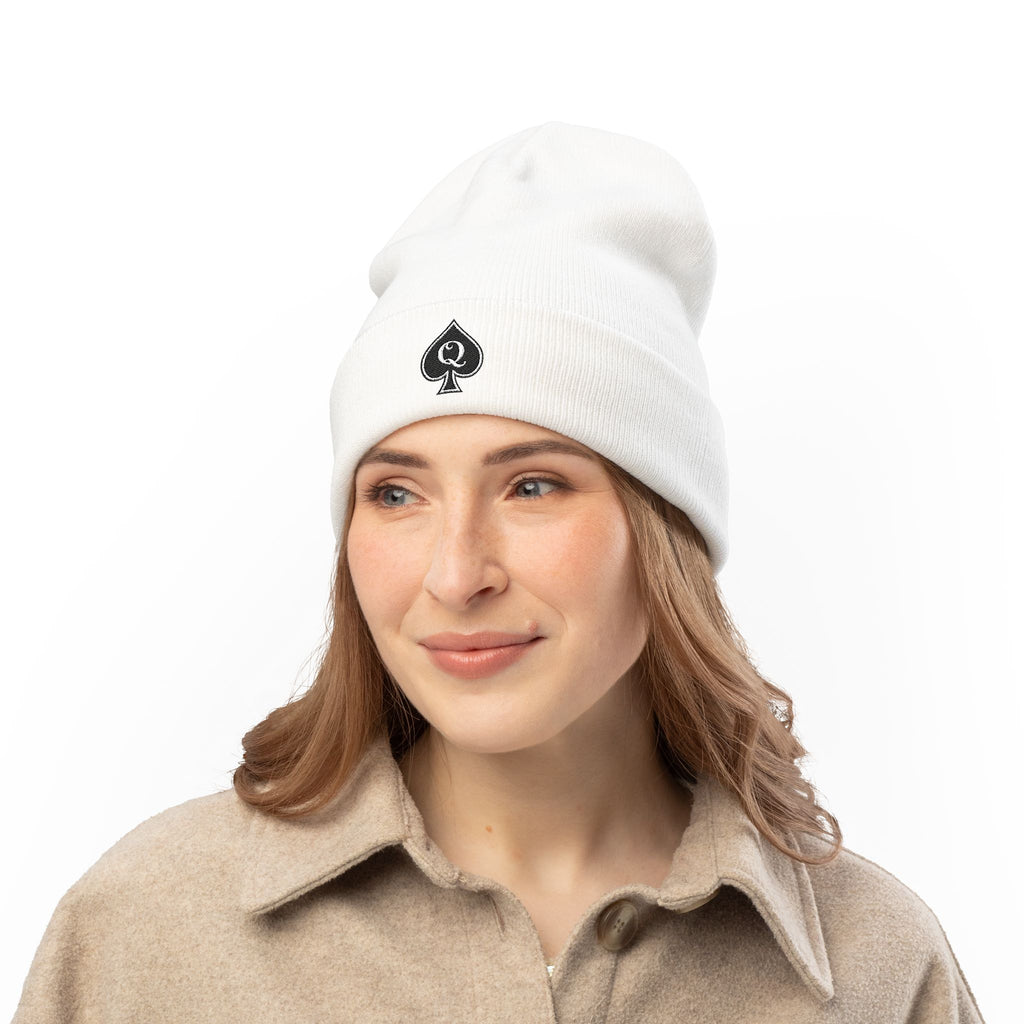 Queen of Spades Embroidered Knit Beanie