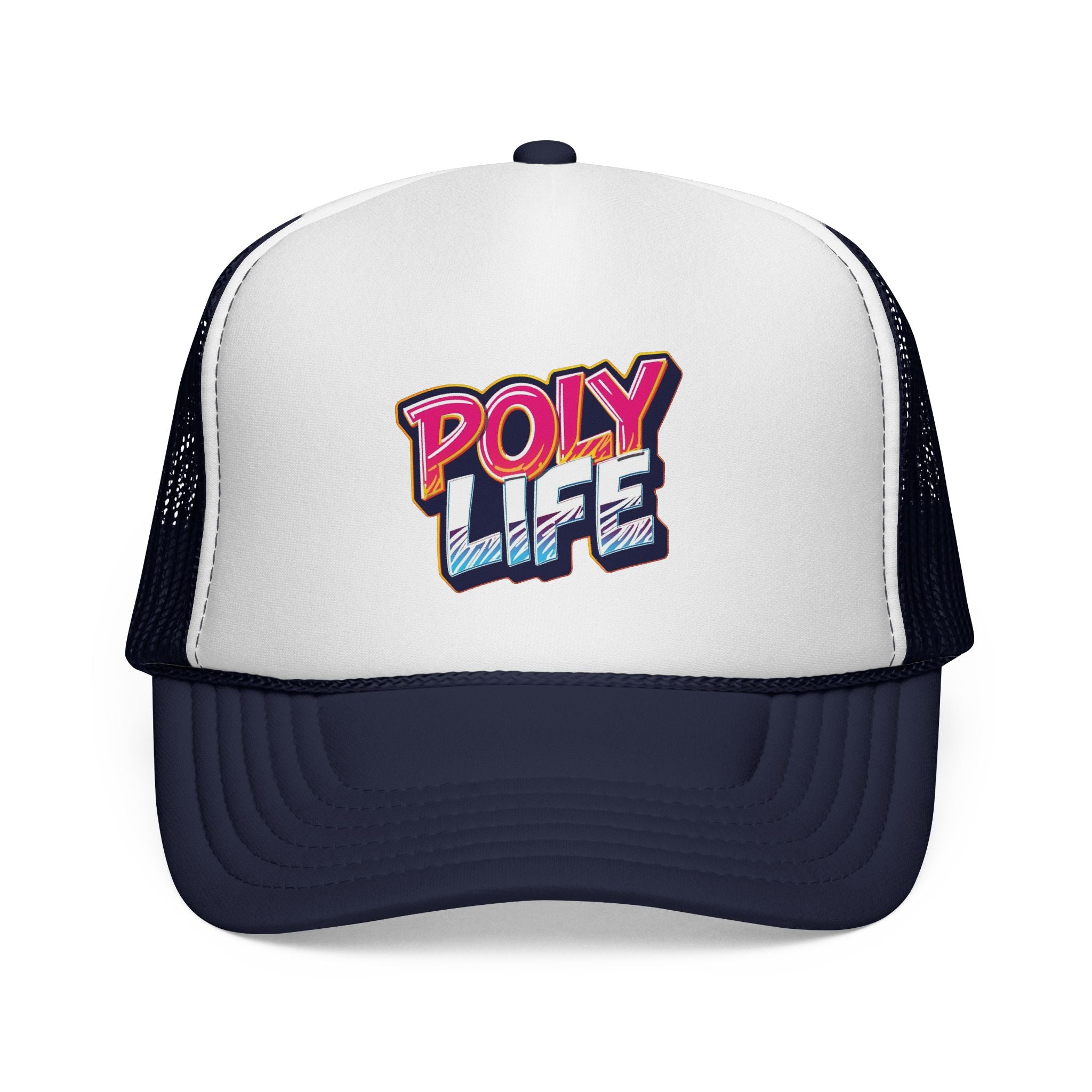 Poly Life Trucker Cap — Retro Surf Logo Mesh Hat
