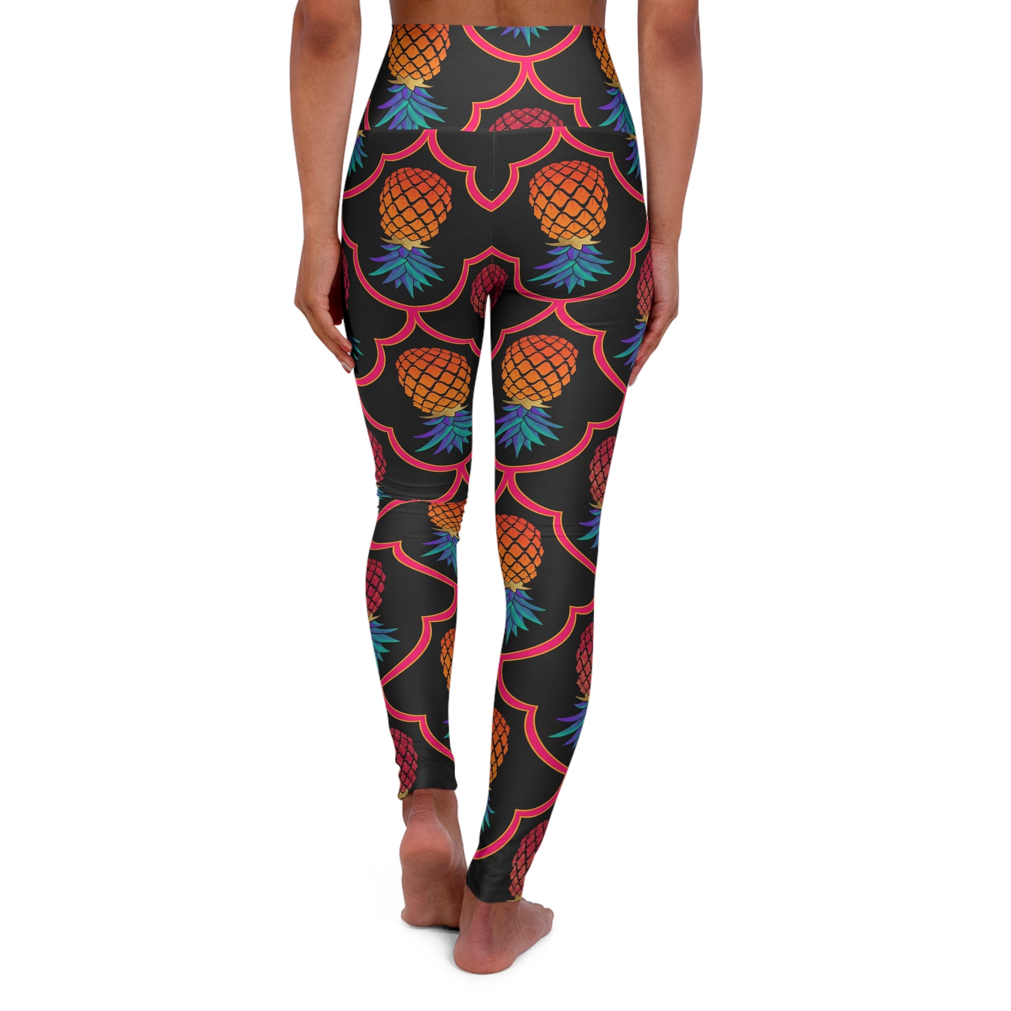 Colorful Pineapple High-Waisted Yoga Leggings