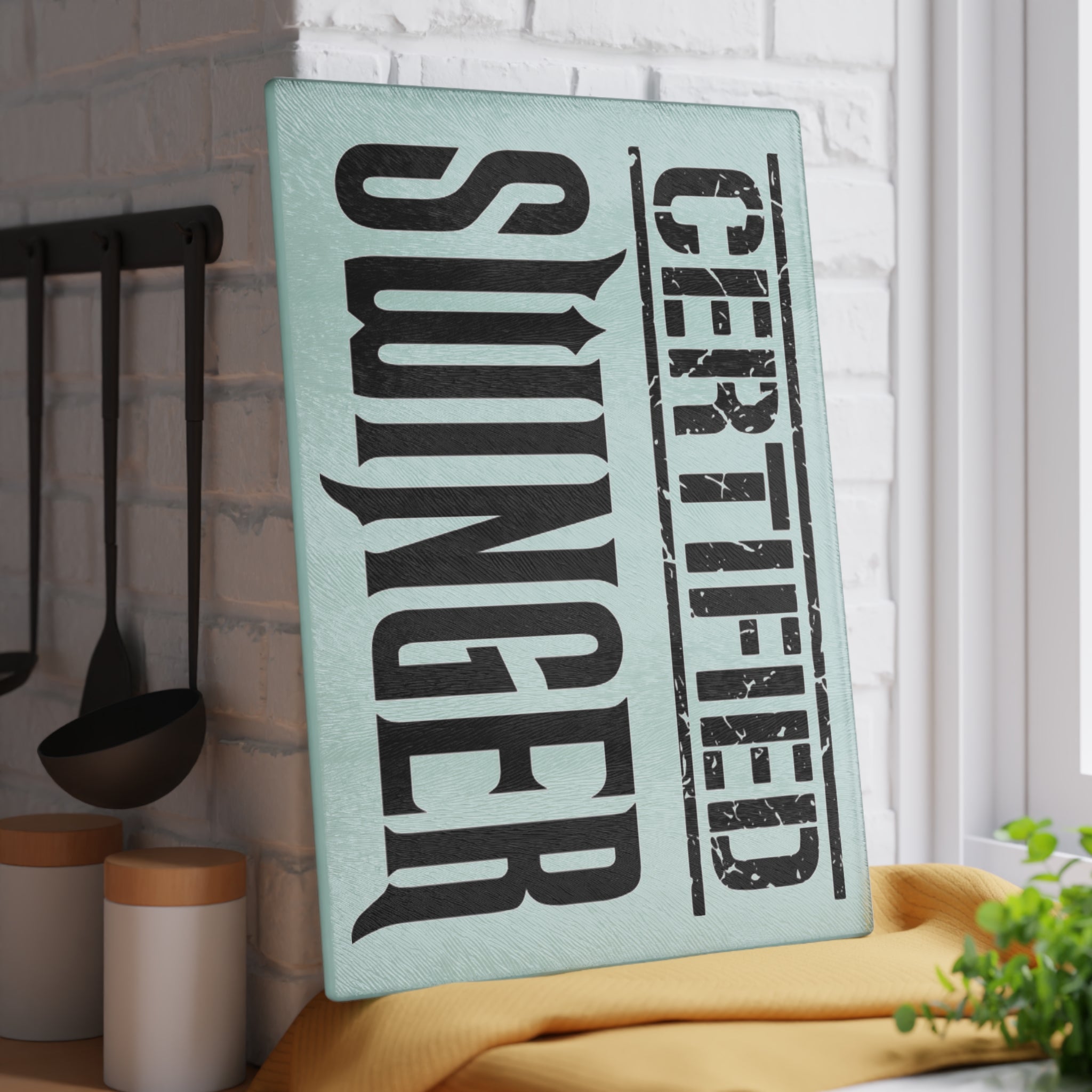 Certified Swinger Glass Cutting Board — Novelty Kitchen Gift