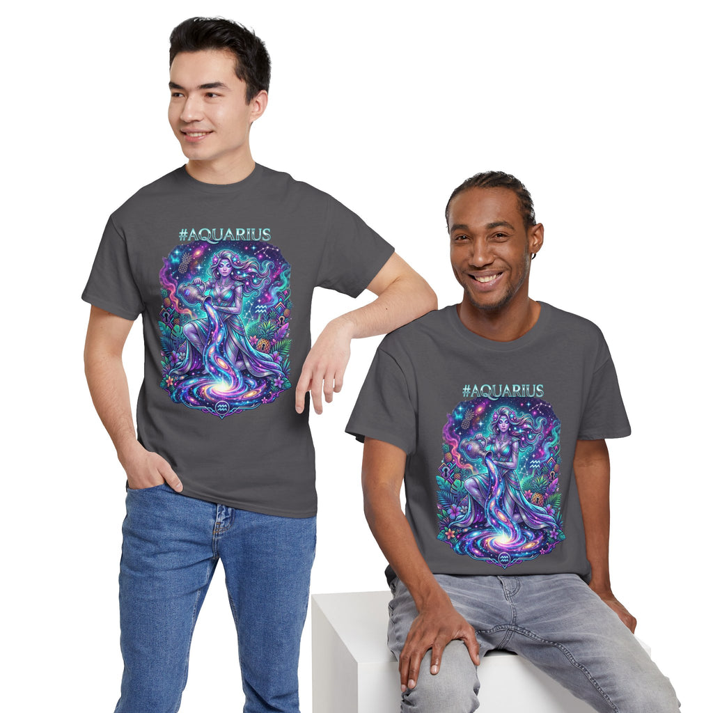 #AQUARIUS Unisex T-Shirt | Soft Lightweight 100% Combed Ring-Spun Cotton Tee with Cosmic Art Print