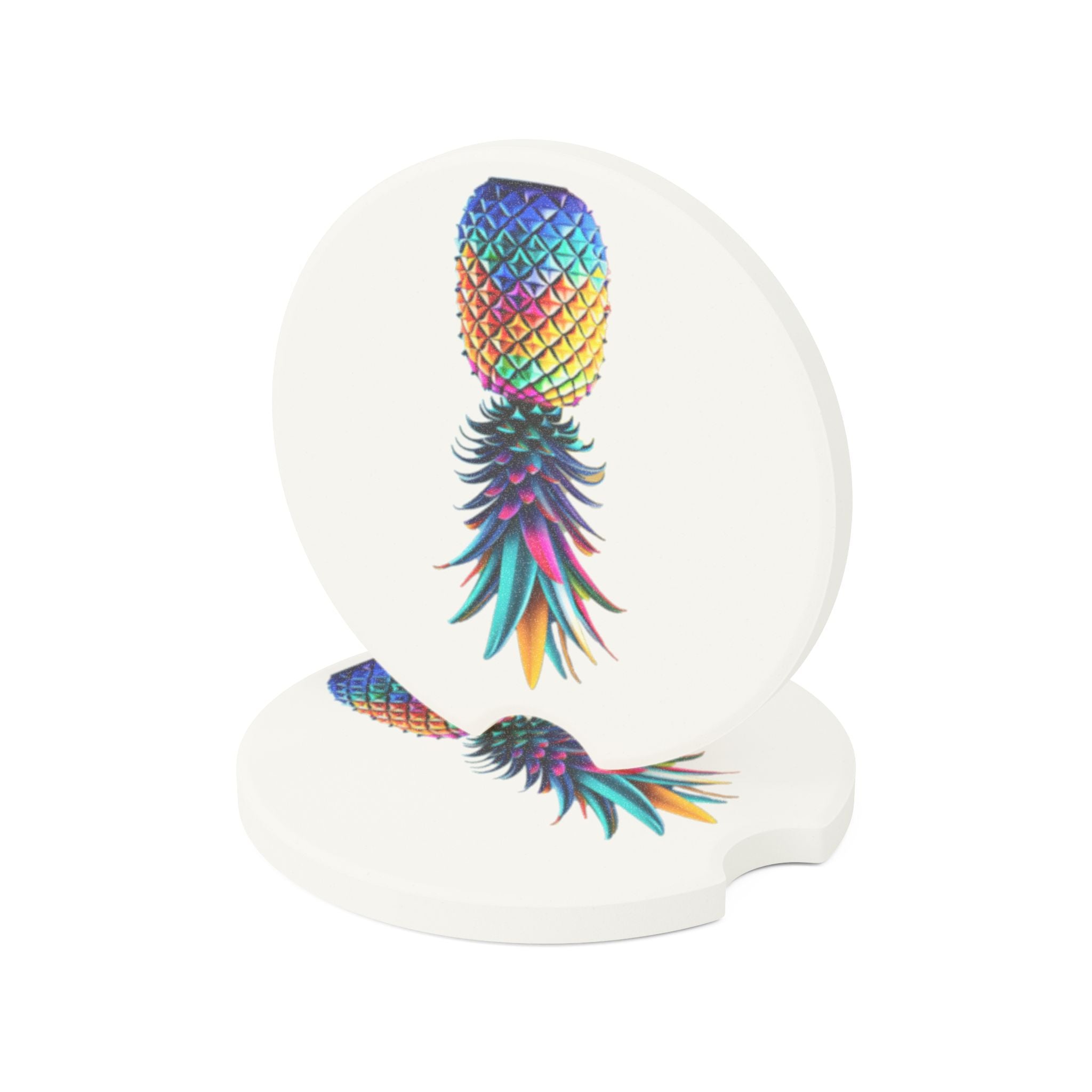 Colorful Pineapple Soapstone Car Coaster | Unique Automotive Accessory