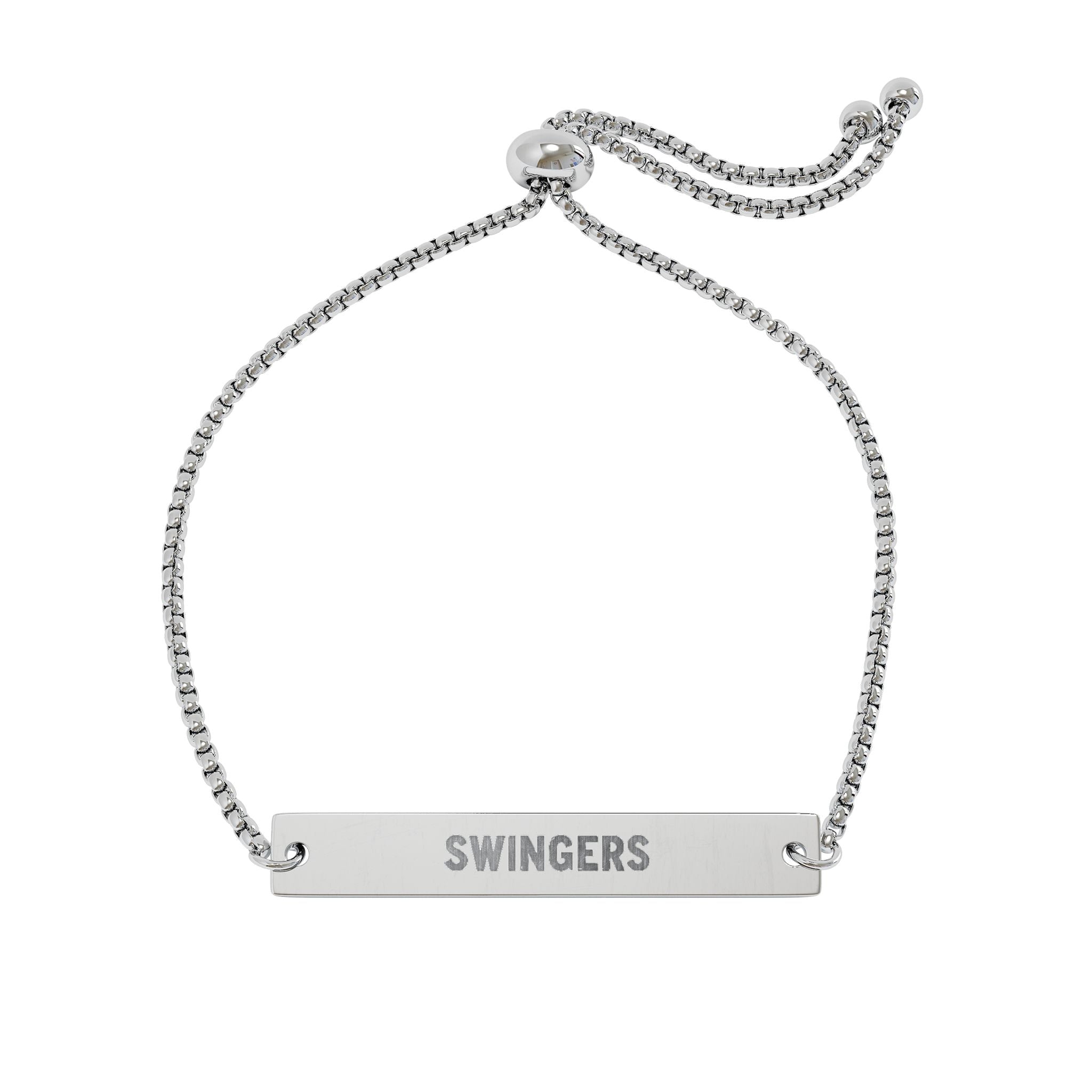 Engraved 'SWINGERS' Adjustable Bar Bracelet