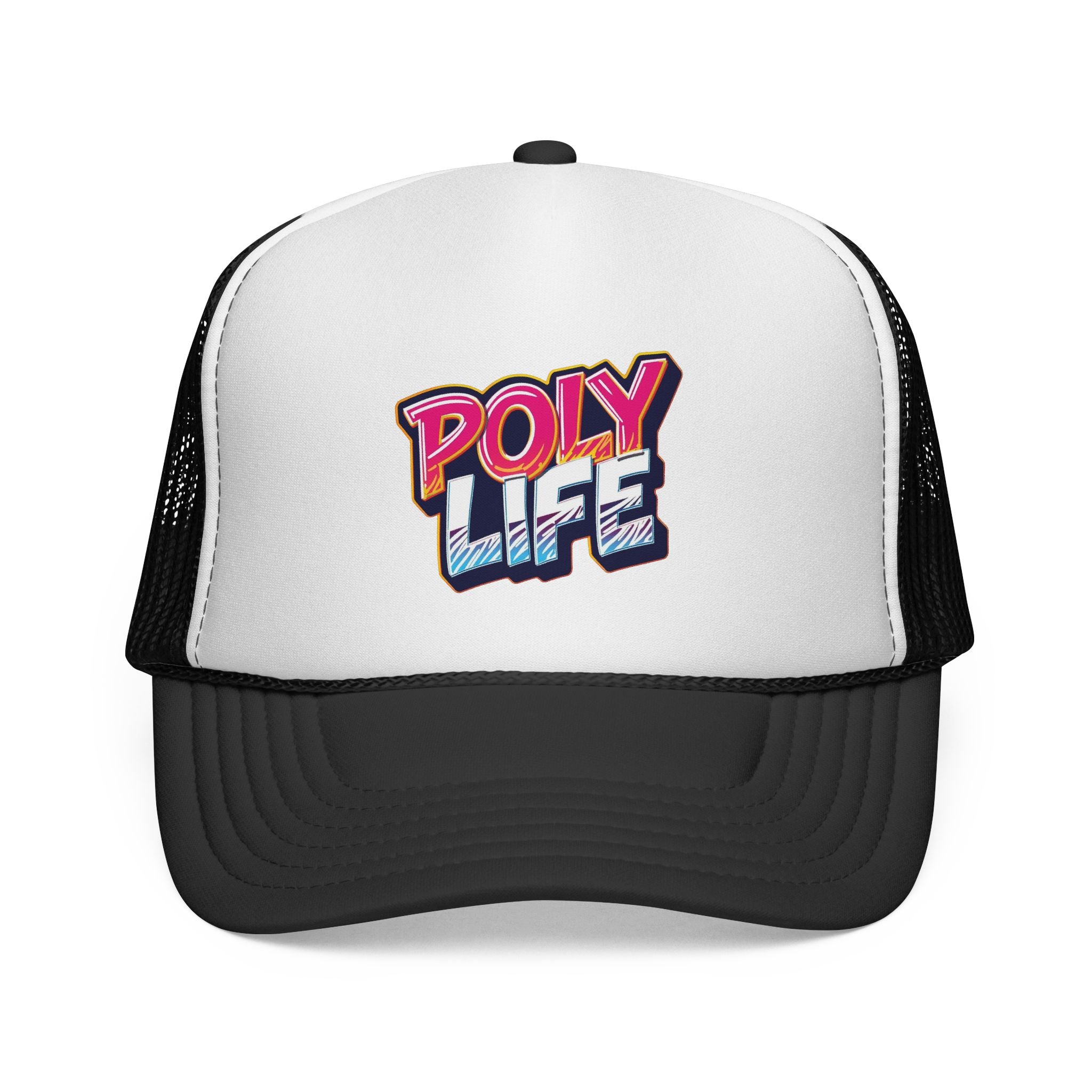 Poly Life Trucker Cap — Retro Surf Logo Mesh Hat