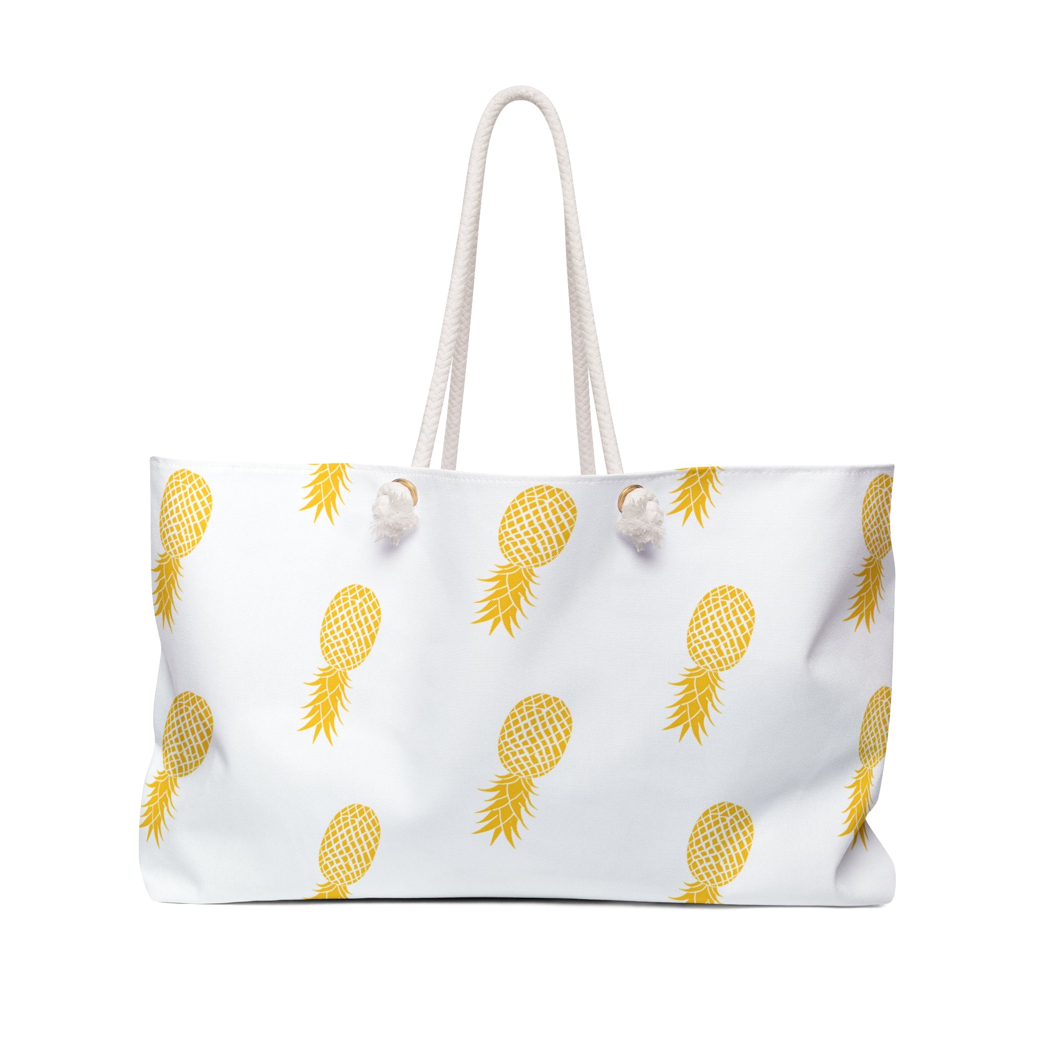 Tropical Pineapple Weekender Bag – Perfect for Summer Getaways & Beach Days (White)