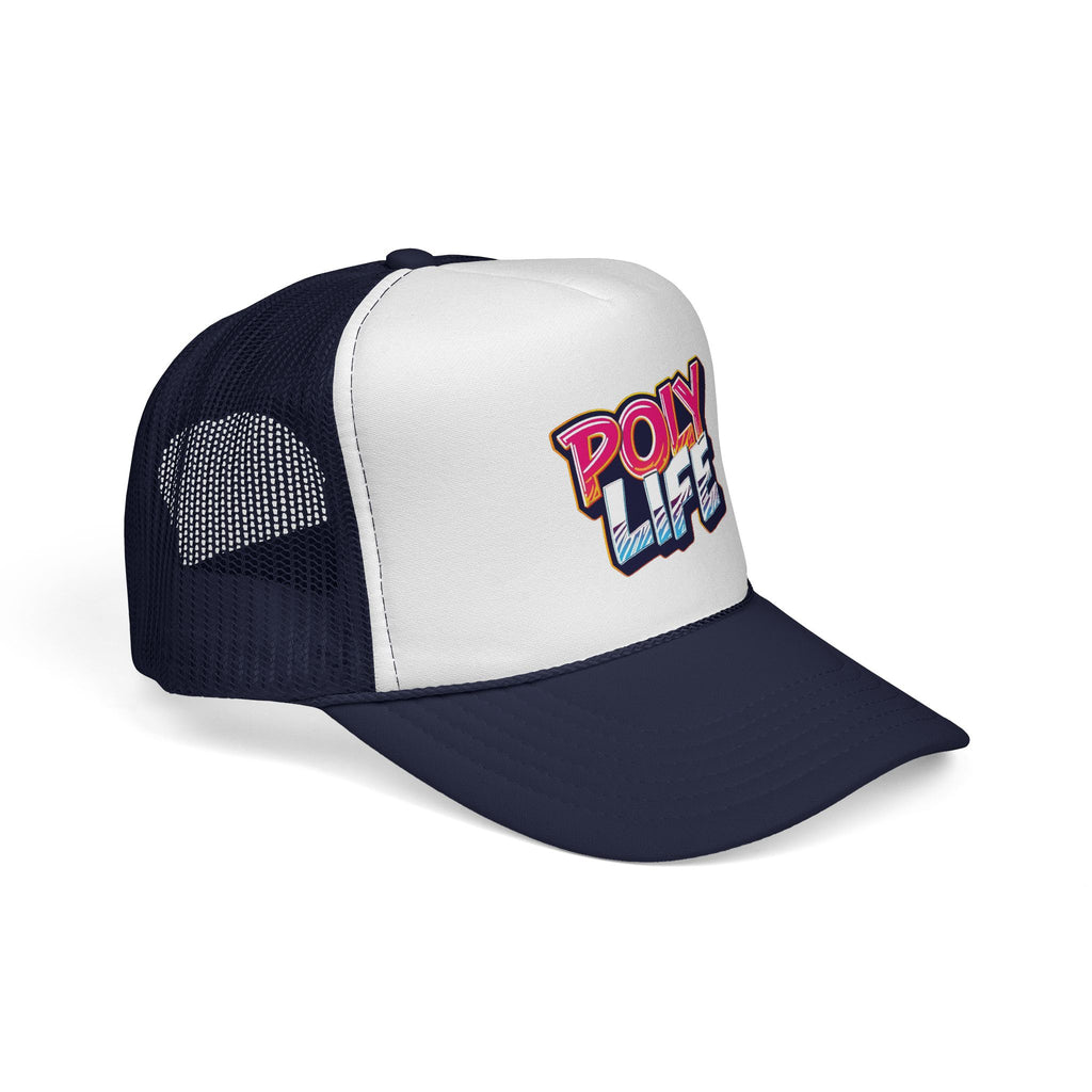Poly Life Trucker Cap — Retro Surf Logo Mesh Hat