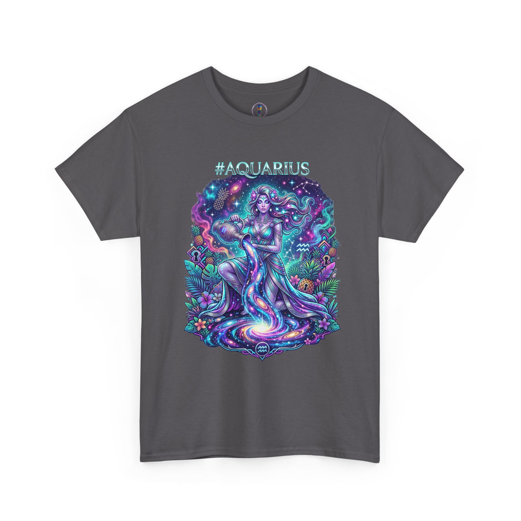 #AQUARIUS Unisex T-Shirt | Soft Lightweight 100% Combed Ring-Spun Cotton Tee with Cosmic Art Print