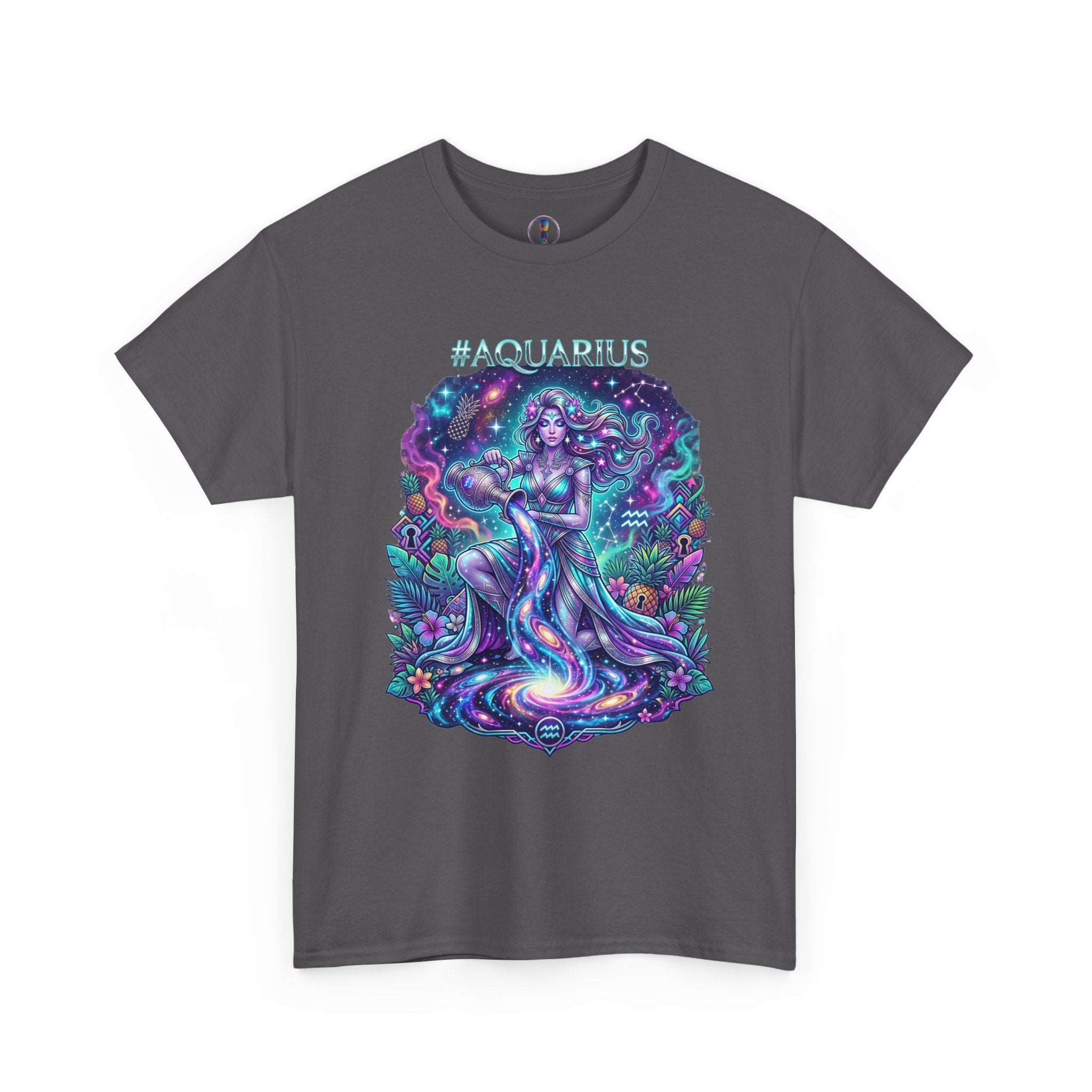 #AQUARIUS Unisex T-Shirt | Soft Lightweight 100% Combed Ring-Spun Cotton Tee with Cosmic Art Print