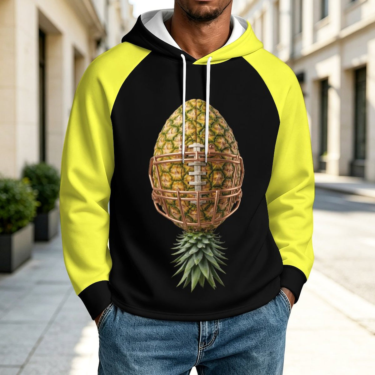 Pineapple Football Raglan Sleeve Hoodie