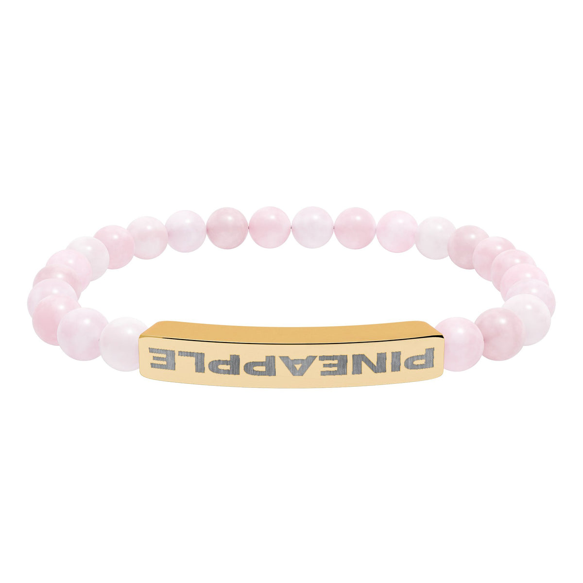 Upside Down Pineapple Natural Stone Stretch Bar Bracelet | Engraved Lifestyle Jewelry