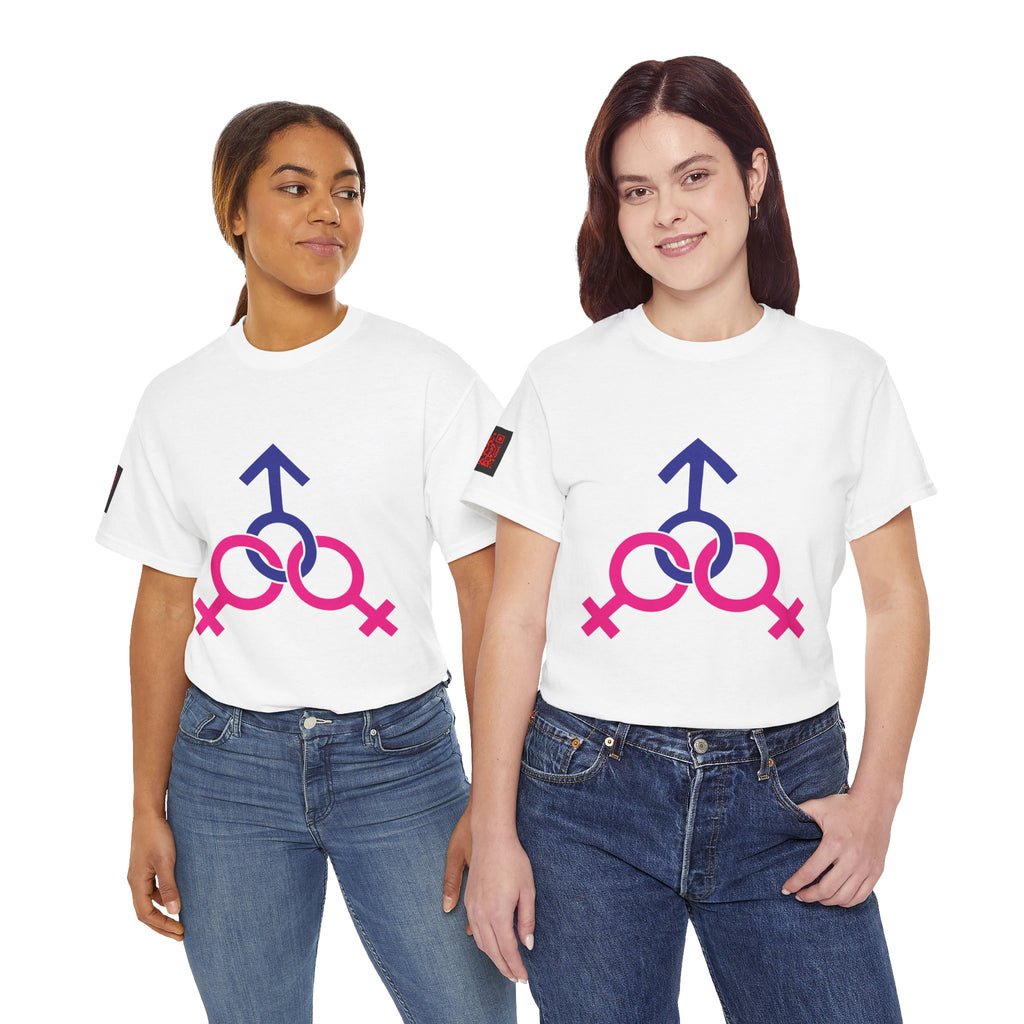 Female, Female & Male (Threesome) Symbol Tee — Gender Icons Graphic T-Shirt