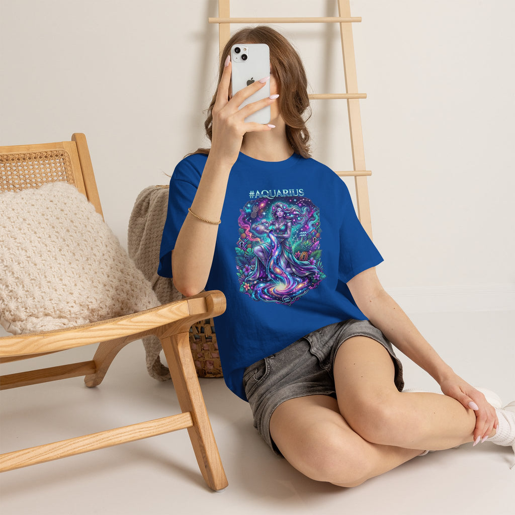 #AQUARIUS Unisex T-Shirt | Soft Lightweight 100% Combed Ring-Spun Cotton Tee with Cosmic Art Print
