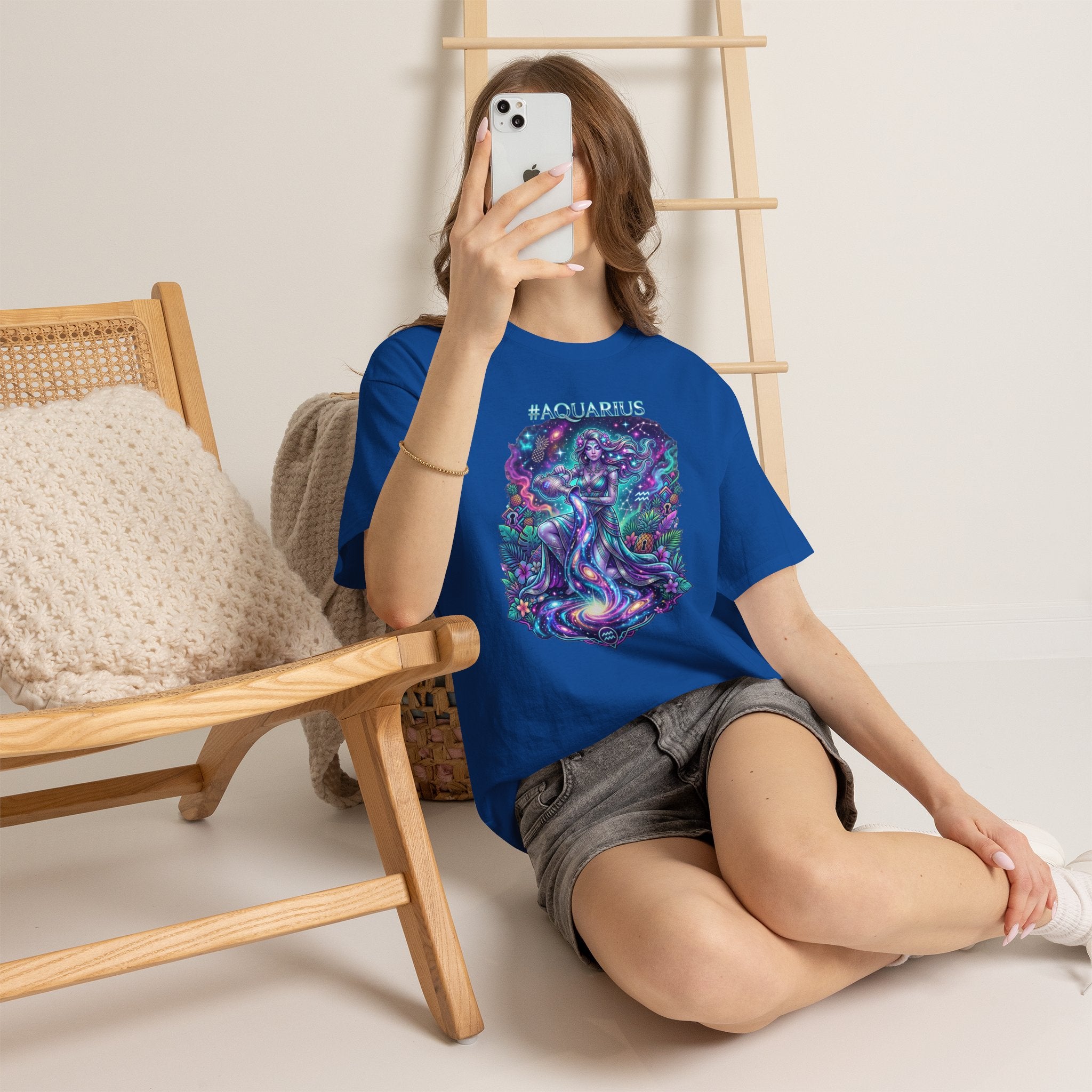 #AQUARIUS Unisex T-Shirt | Soft Lightweight 100% Combed Ring-Spun Cotton Tee with Cosmic Art Print