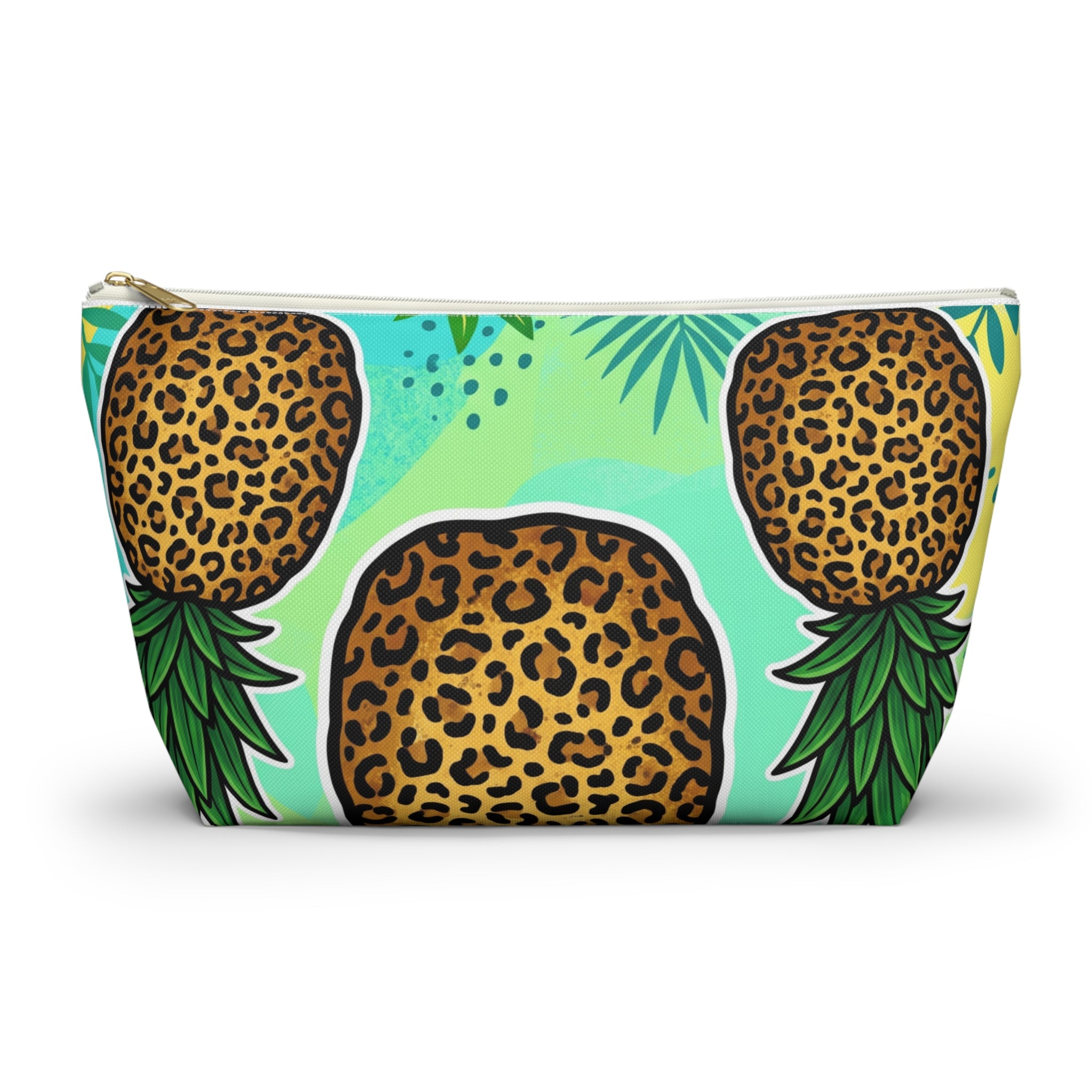 Upside-Down Pineapple Leopard Print Accessory Pouch | T-Bottom Makeup & Travel Organizer Bag