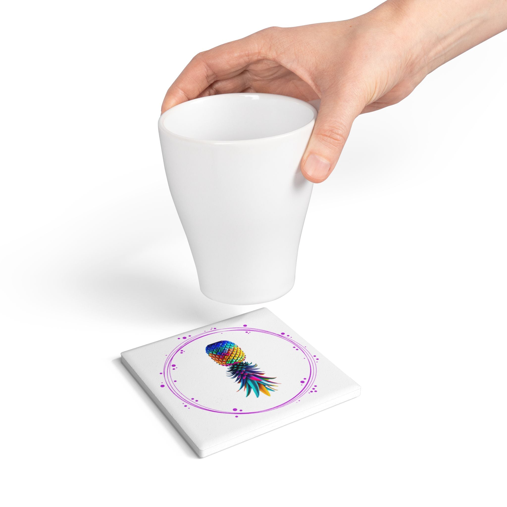 Colorful Pineapple Ceramic Coaster - Tropical Vibe Home Decor