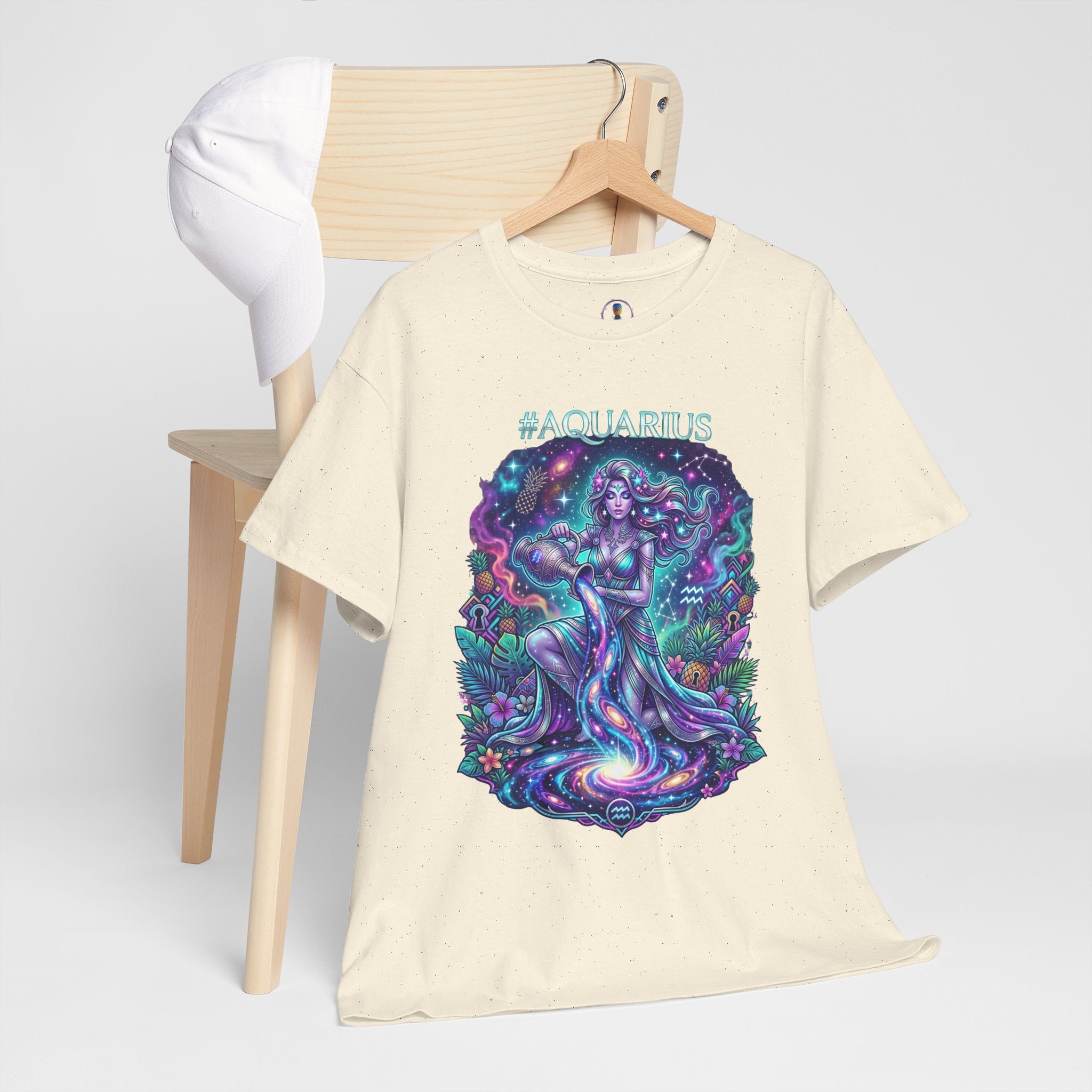 #AQUARIUS Unisex T-Shirt | Soft Lightweight 100% Combed Ring-Spun Cotton Tee with Cosmic Art Print