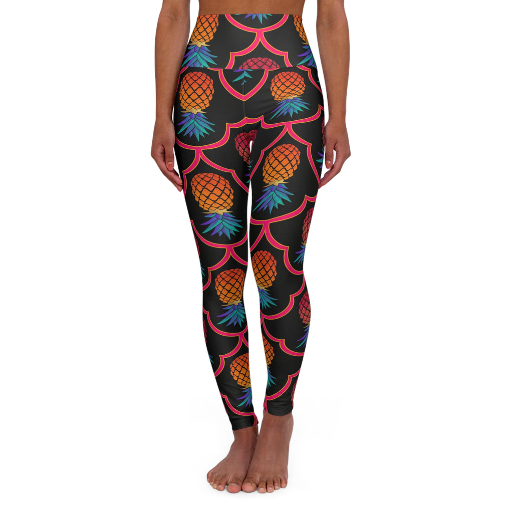 Colorful Pineapple High-Waisted Yoga Leggings