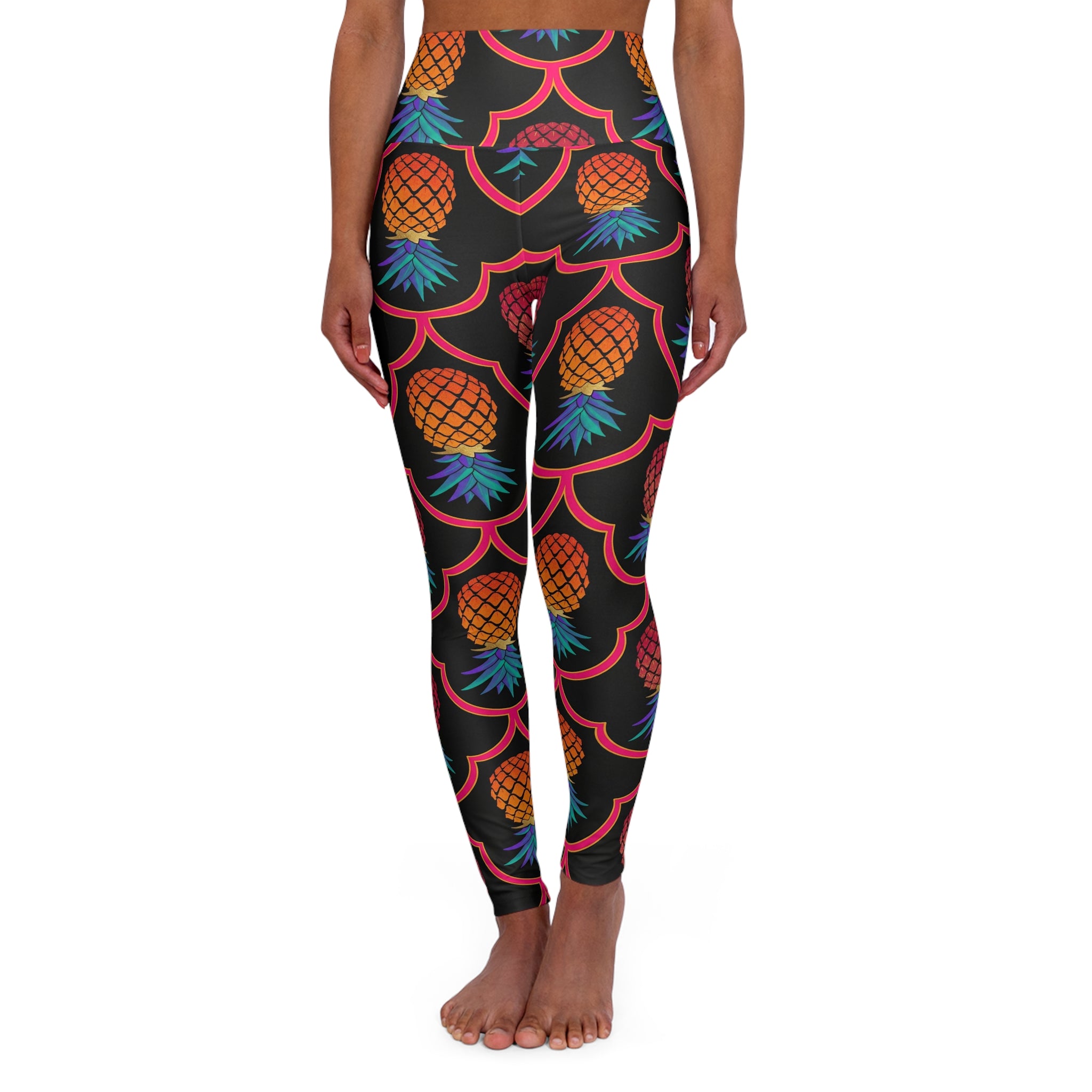 Colorful Pineapple High-Waisted Yoga Leggings