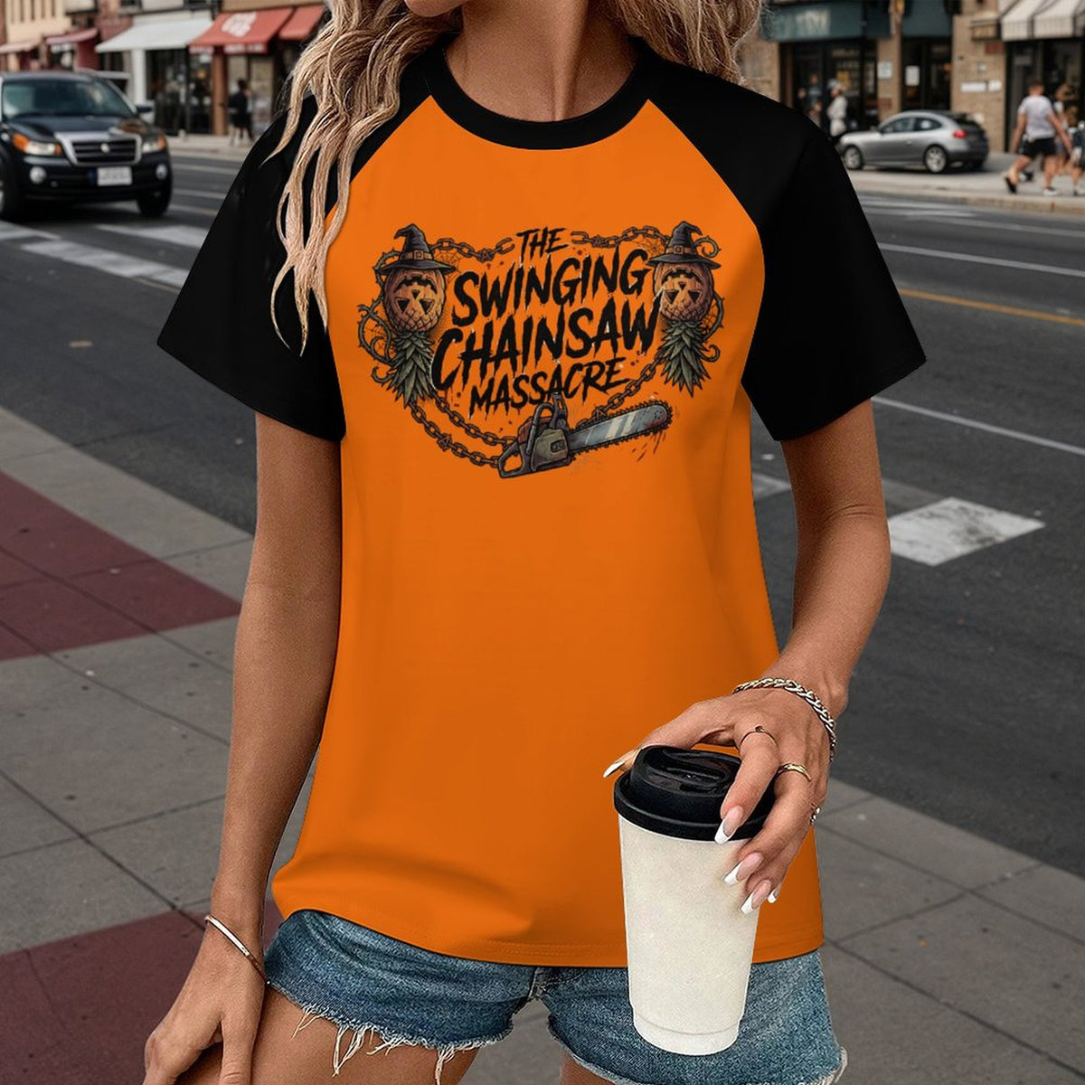 The Swinging Chainsaw Massacre Women's Raglan T-shirt