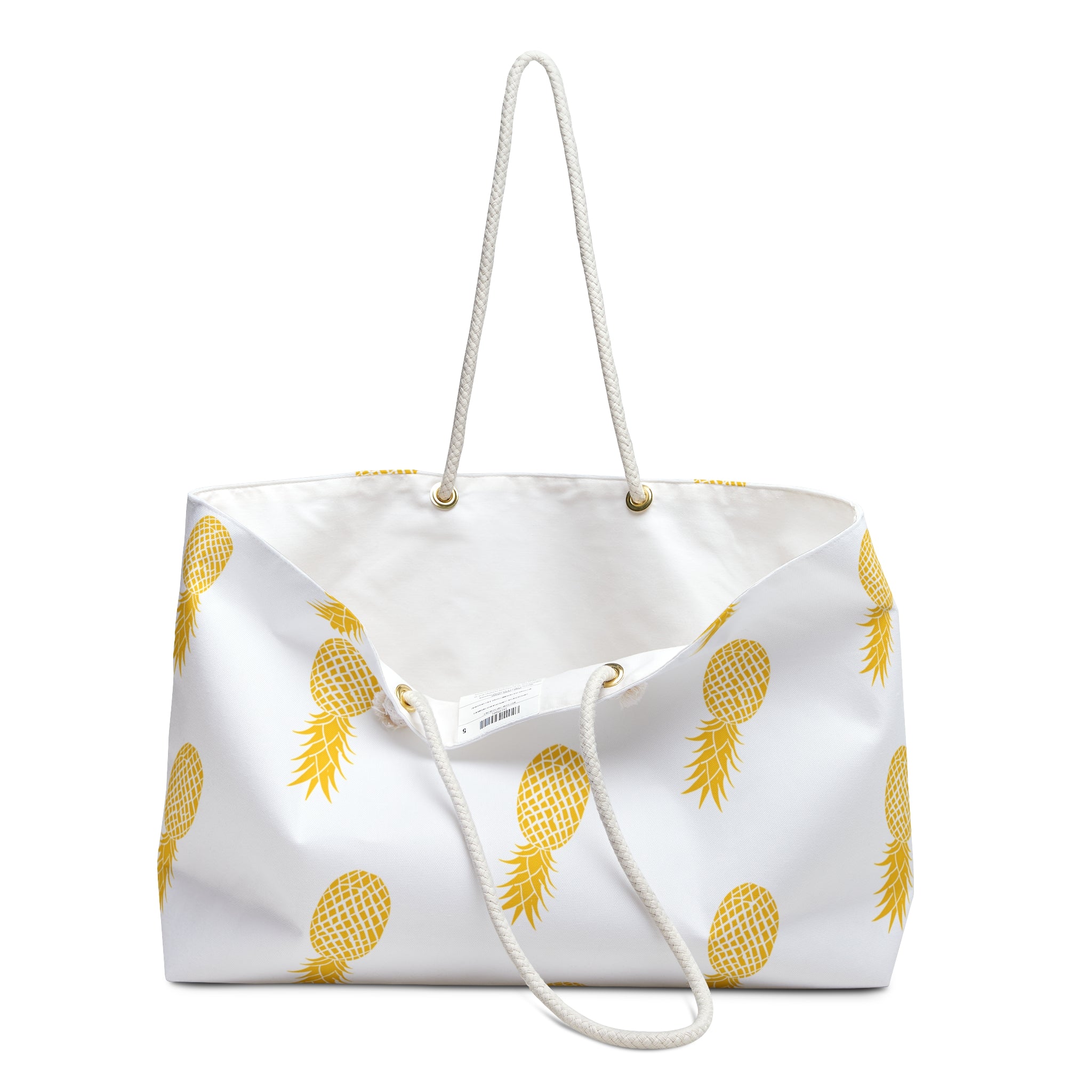 Tropical Pineapple Weekender Bag – Perfect for Summer Getaways & Beach Days (White)