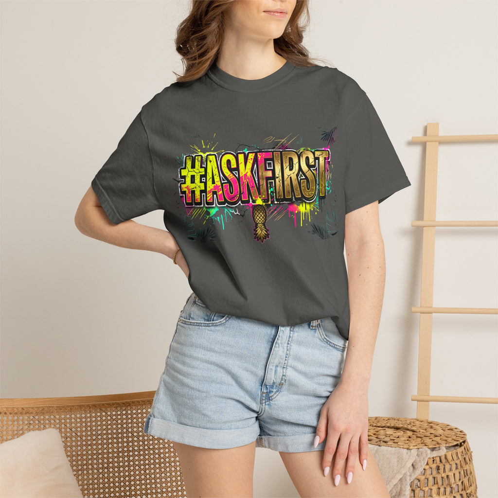 #AskFirst Graffiti Logo T-Shirt | Heavyweight Garment-Dyed Consent Streetwear Tee
