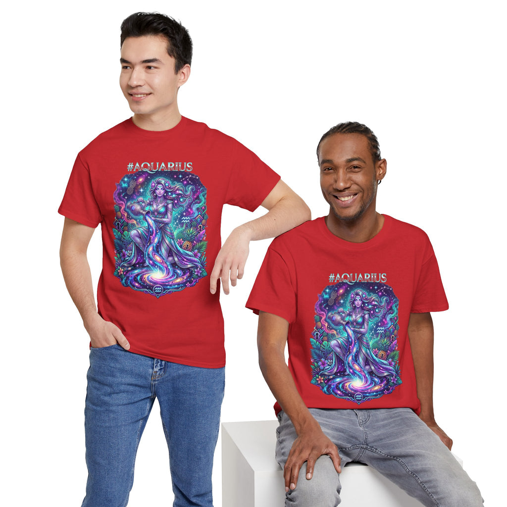 #AQUARIUS Unisex T-Shirt | Soft Lightweight 100% Combed Ring-Spun Cotton Tee with Cosmic Art Print
