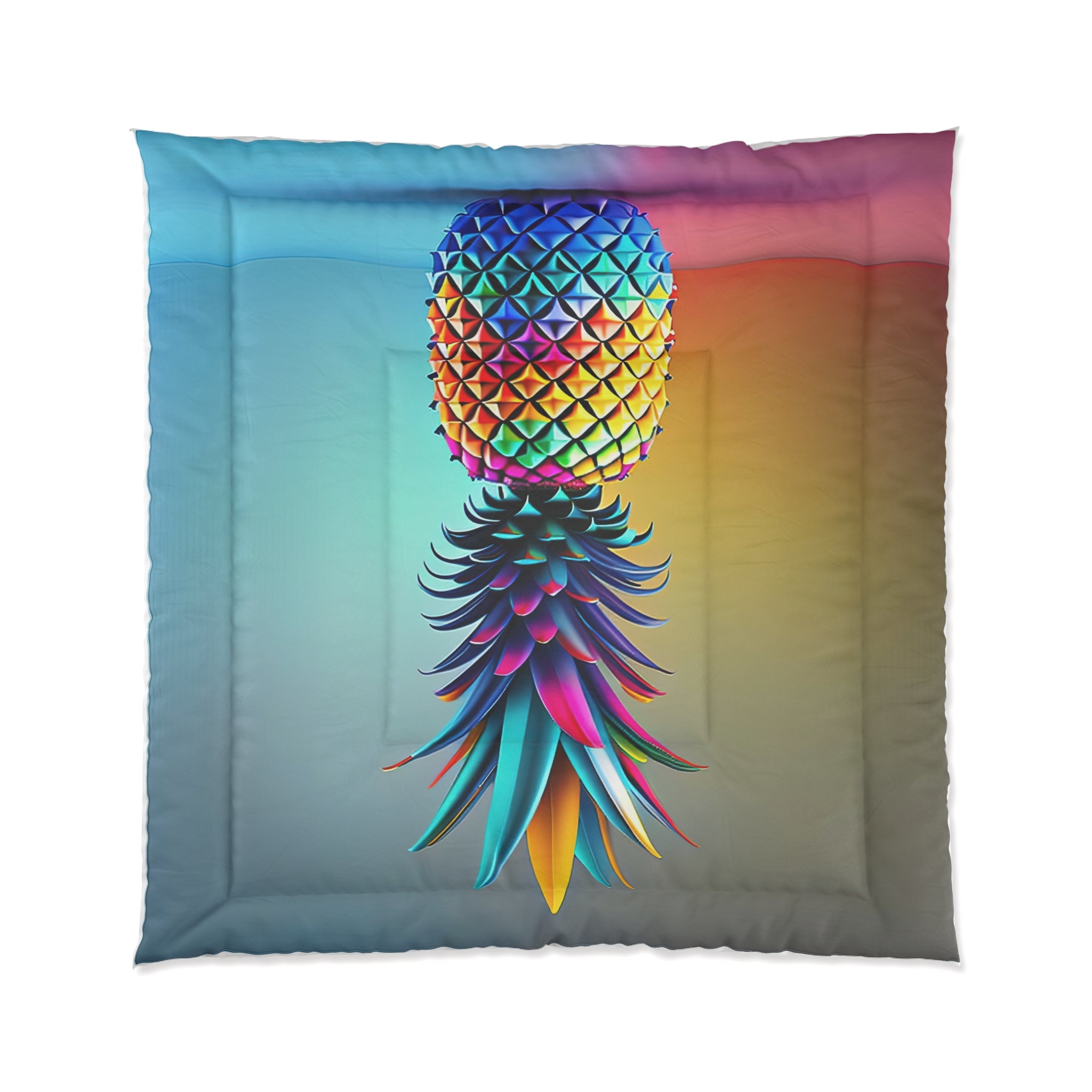 Colorful pineapple design on a pillow with a gradient background