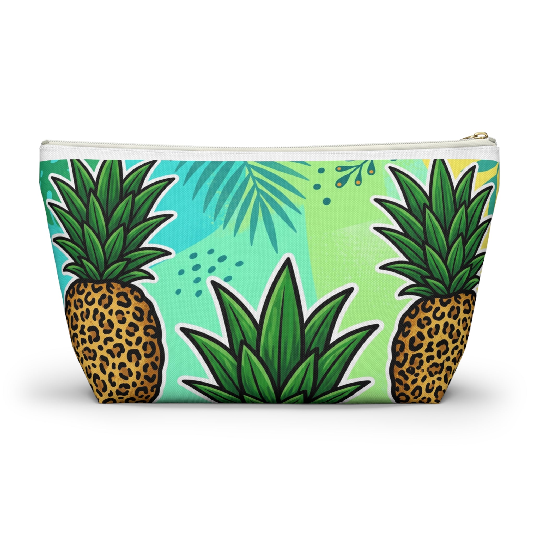 Upside-Down Pineapple Leopard Print Accessory Pouch | T-Bottom Makeup & Travel Organizer Bag