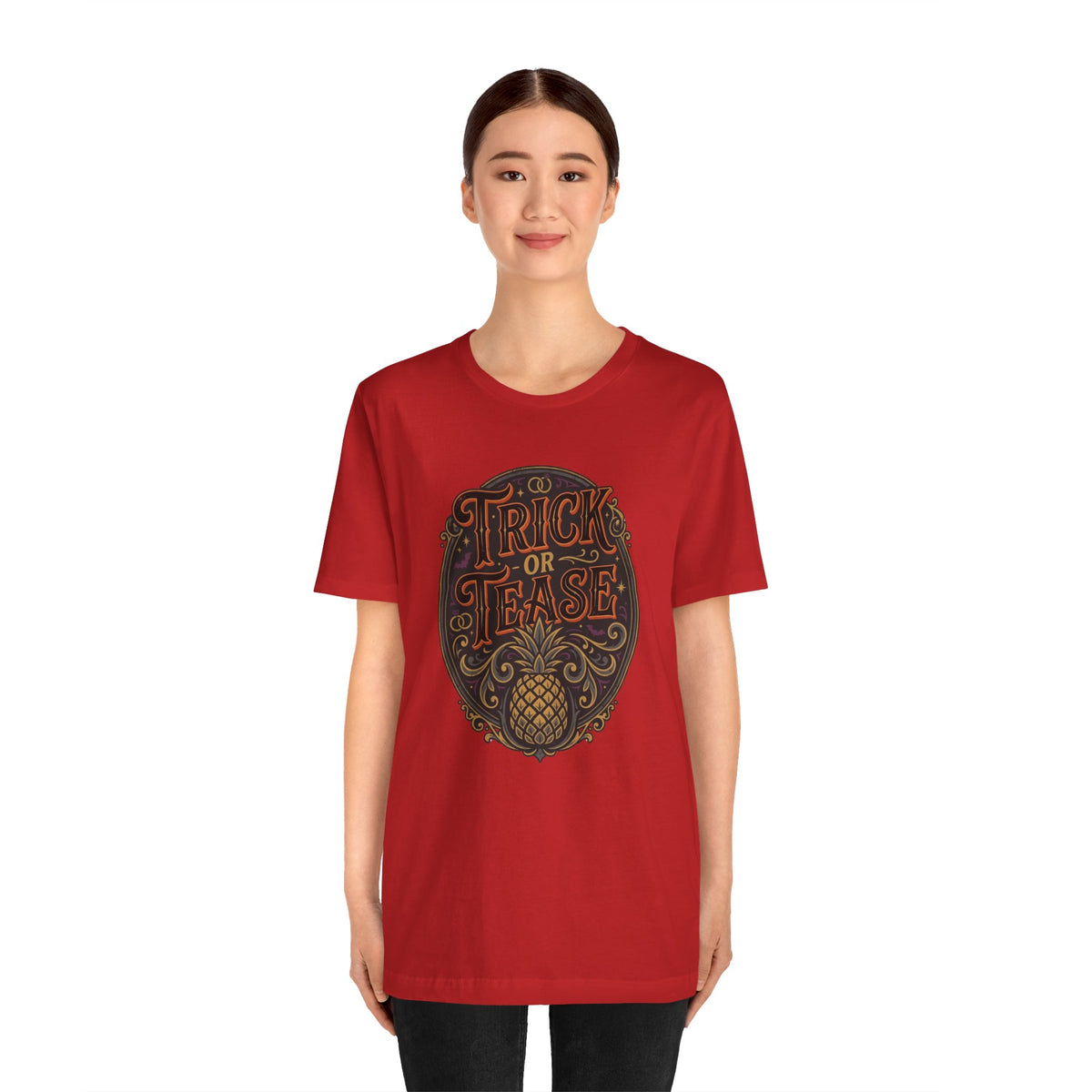 Trick or Tease Vintage Pumpkin Graphic Tee | Halloween Cotton T-Shirt