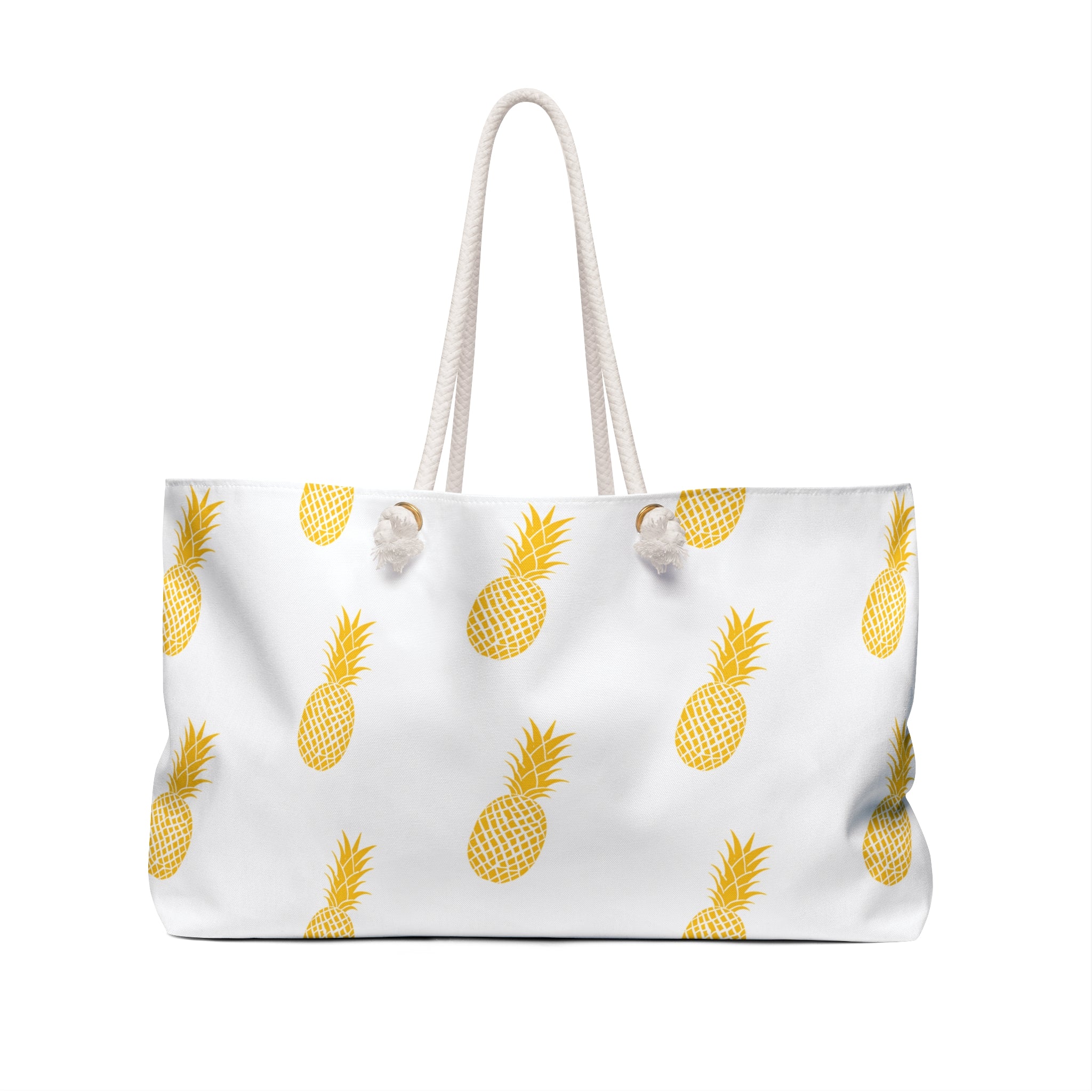 Tropical Pineapple Weekender Bag – Perfect for Summer Getaways & Beach Days (White)