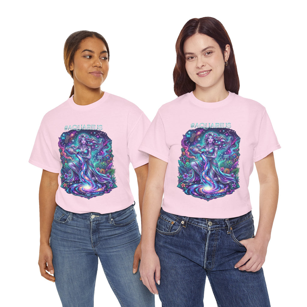 #AQUARIUS Unisex T-Shirt | Soft Lightweight 100% Combed Ring-Spun Cotton Tee with Cosmic Art Print