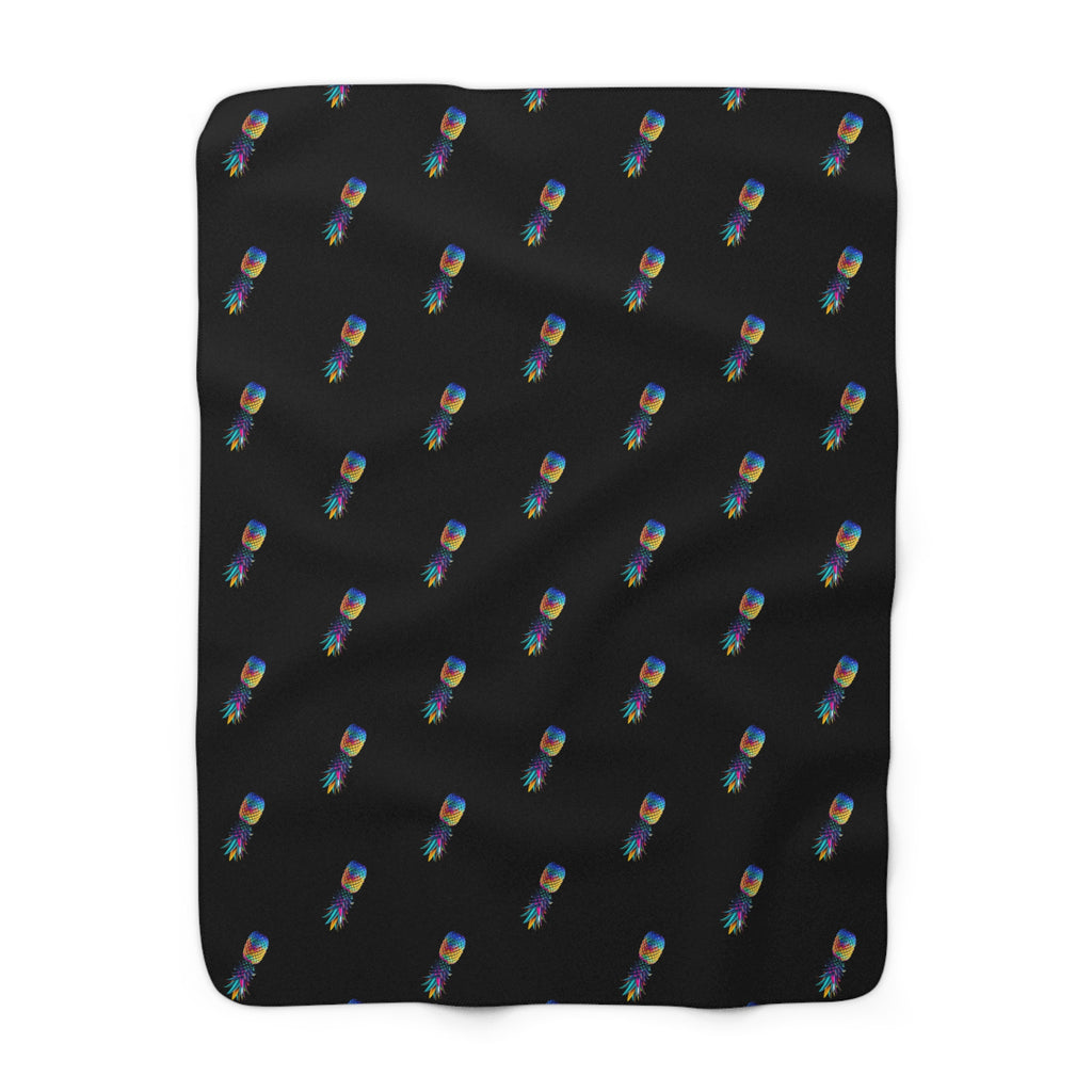 Colorful Pineapple Sherpa Fleece Blanket