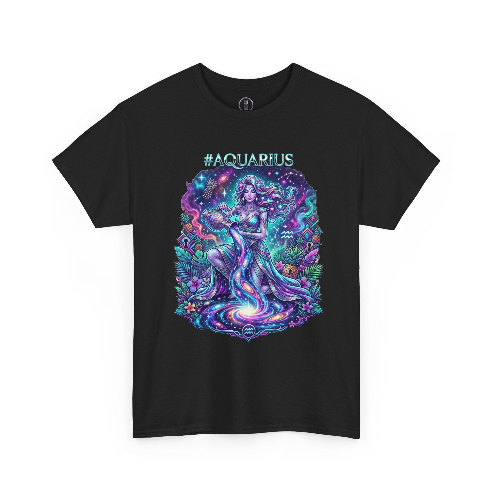 #AQUARIUS Unisex T-Shirt | Soft Lightweight 100% Combed Ring-Spun Cotton Tee with Cosmic Art Print