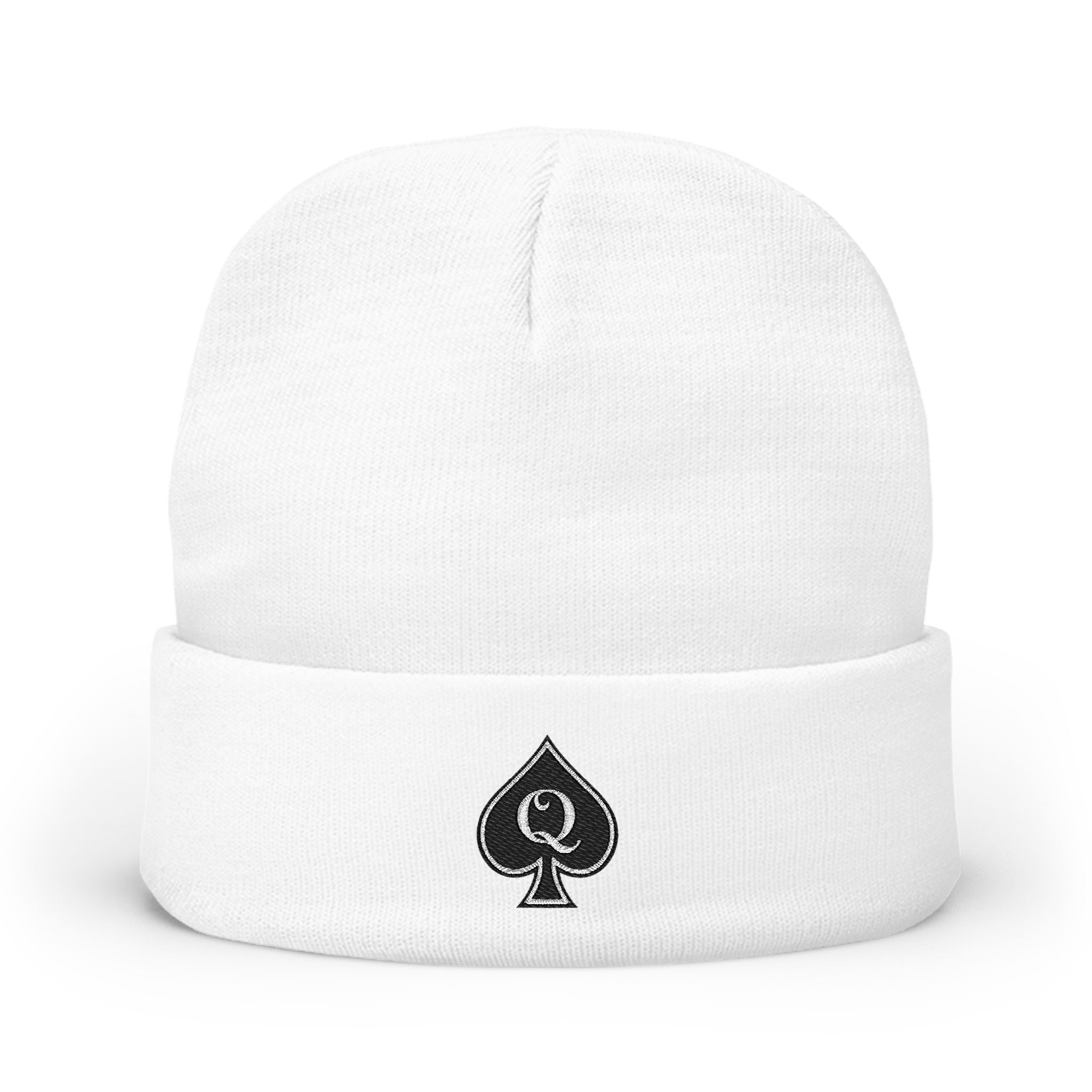 Queen of Spades Embroidered Knit Beanie