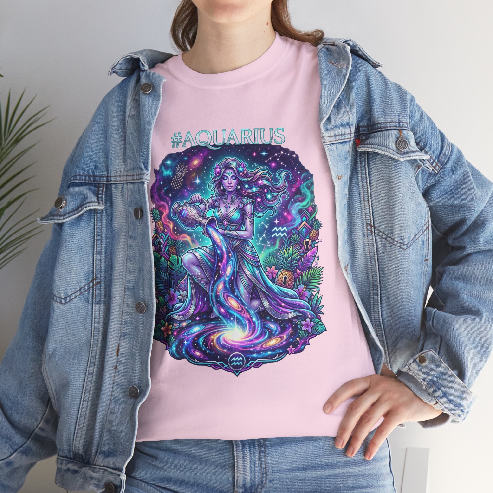#AQUARIUS Unisex T-Shirt | Soft Lightweight 100% Combed Ring-Spun Cotton Tee with Cosmic Art Print